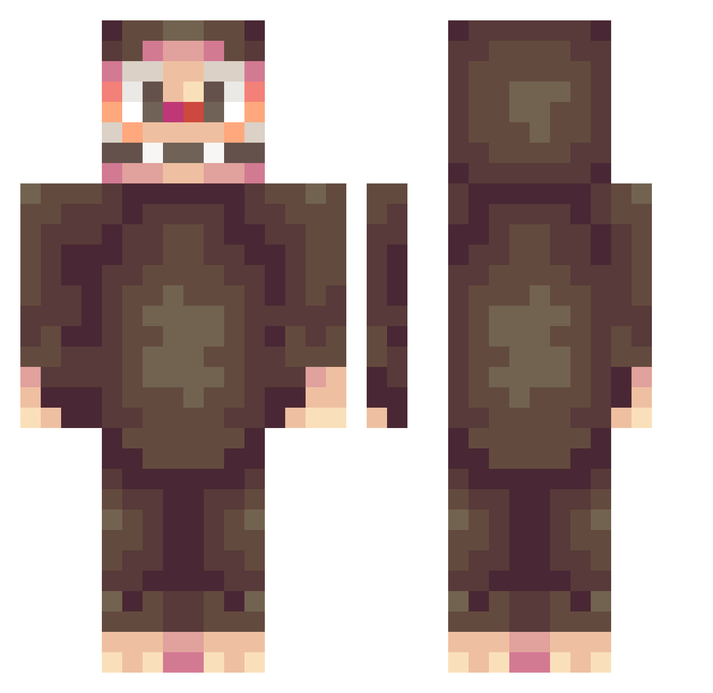 tyggis Minecraft skin, front and back view