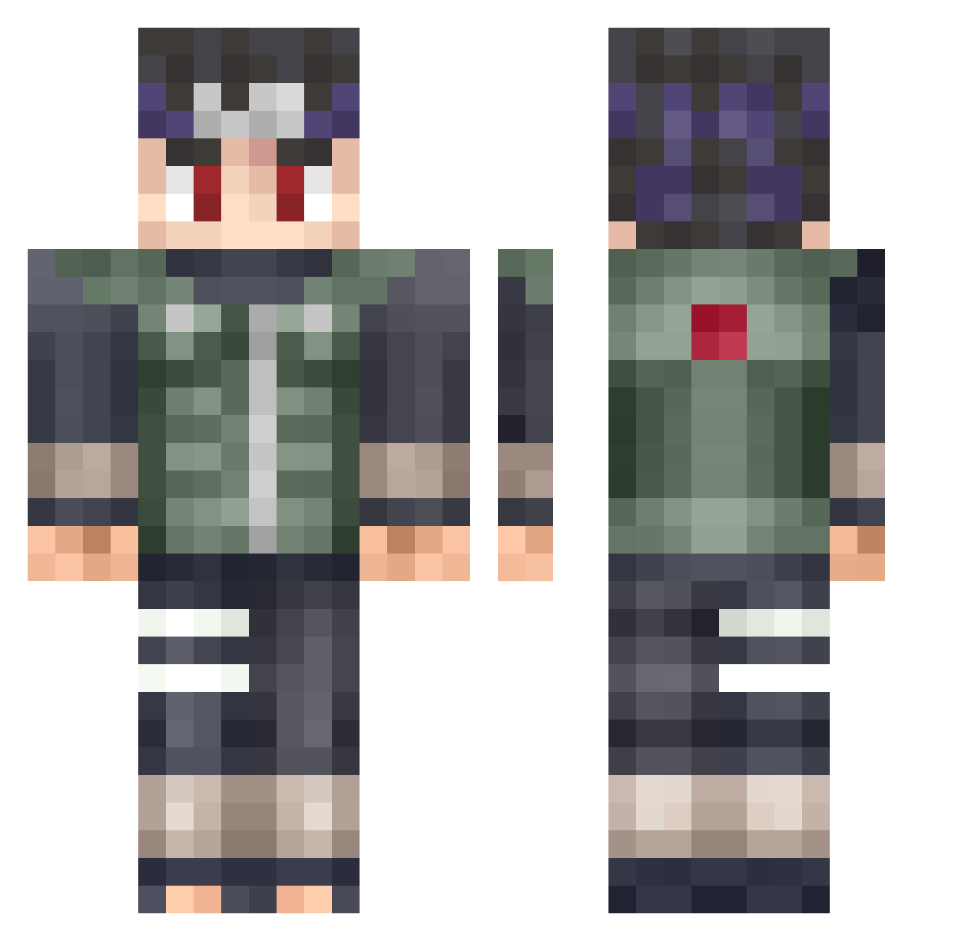 Pardi Minecraft skin, front and back view
