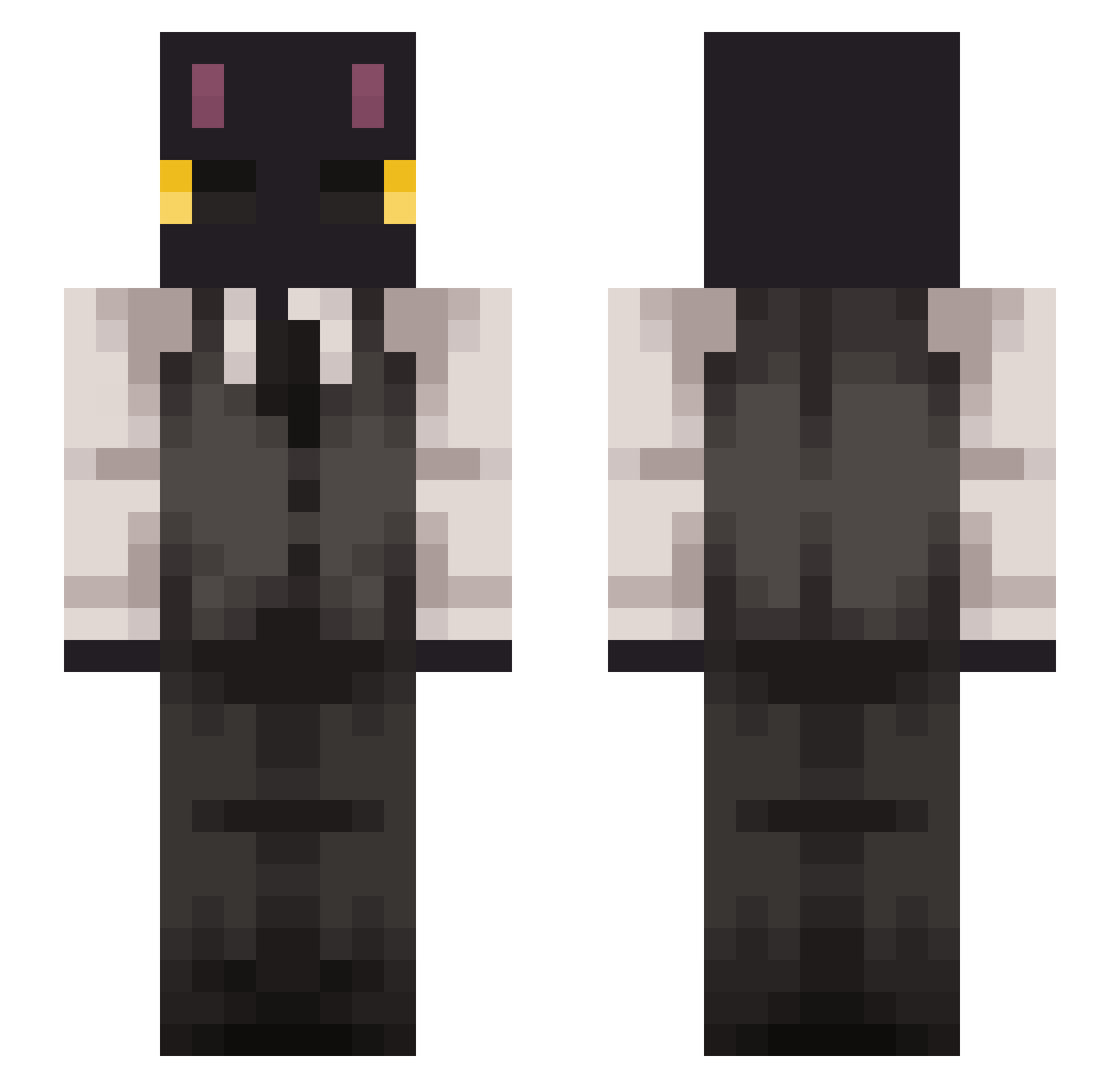 Fenriim Minecraft skin, front and back view