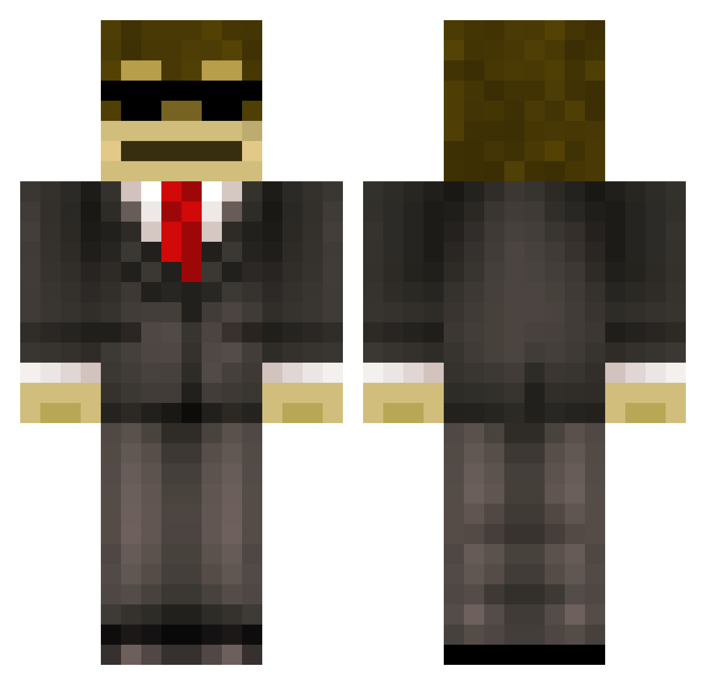 Tehnotredstone Minecraft skin, front and back view