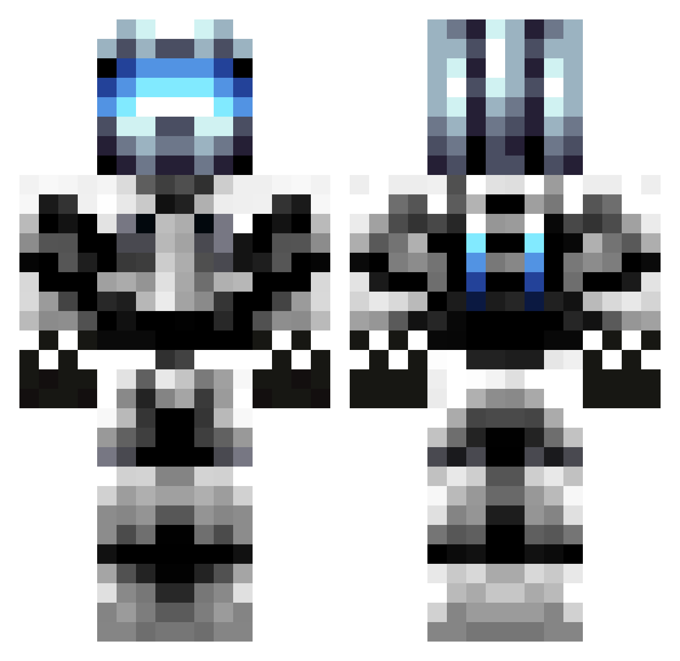 zetherox Minecraft skin, front and back view
