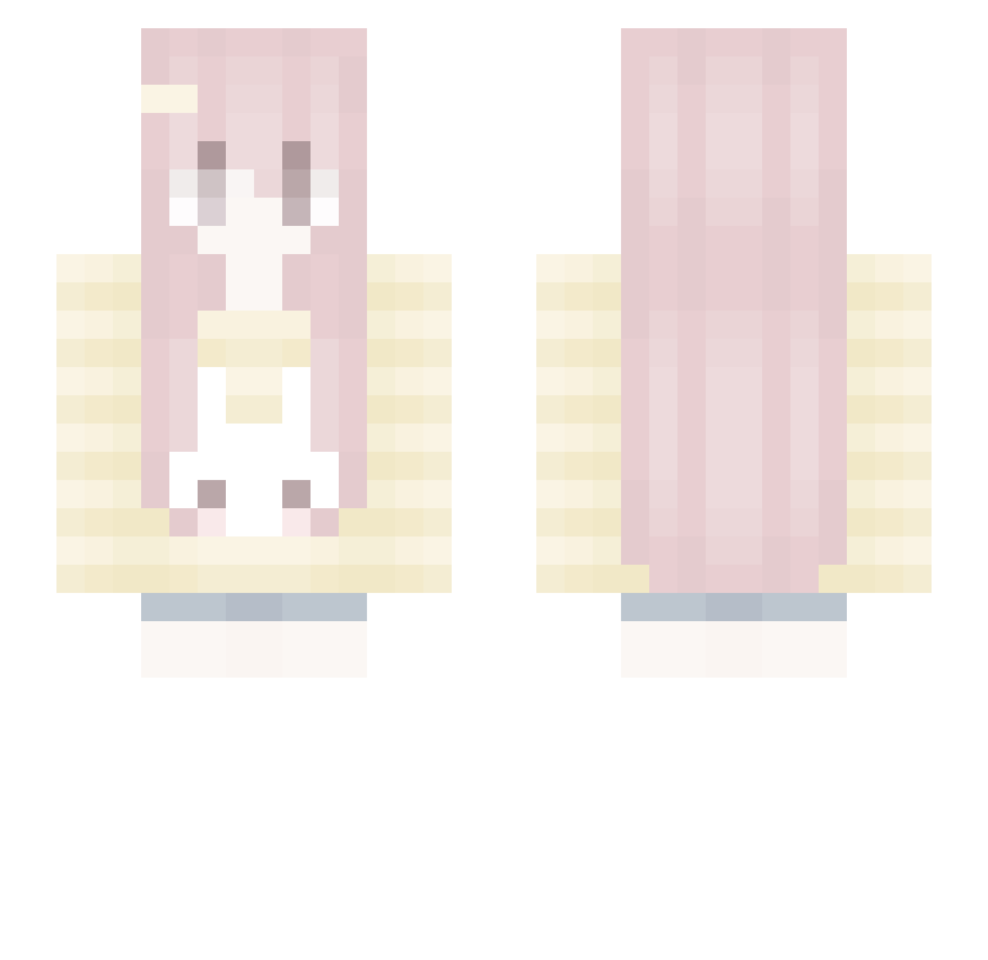 yracie Minecraft skin, front and back view