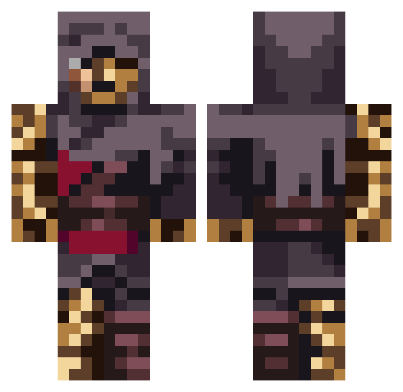 Lejjano Minecraft skin, front and back view