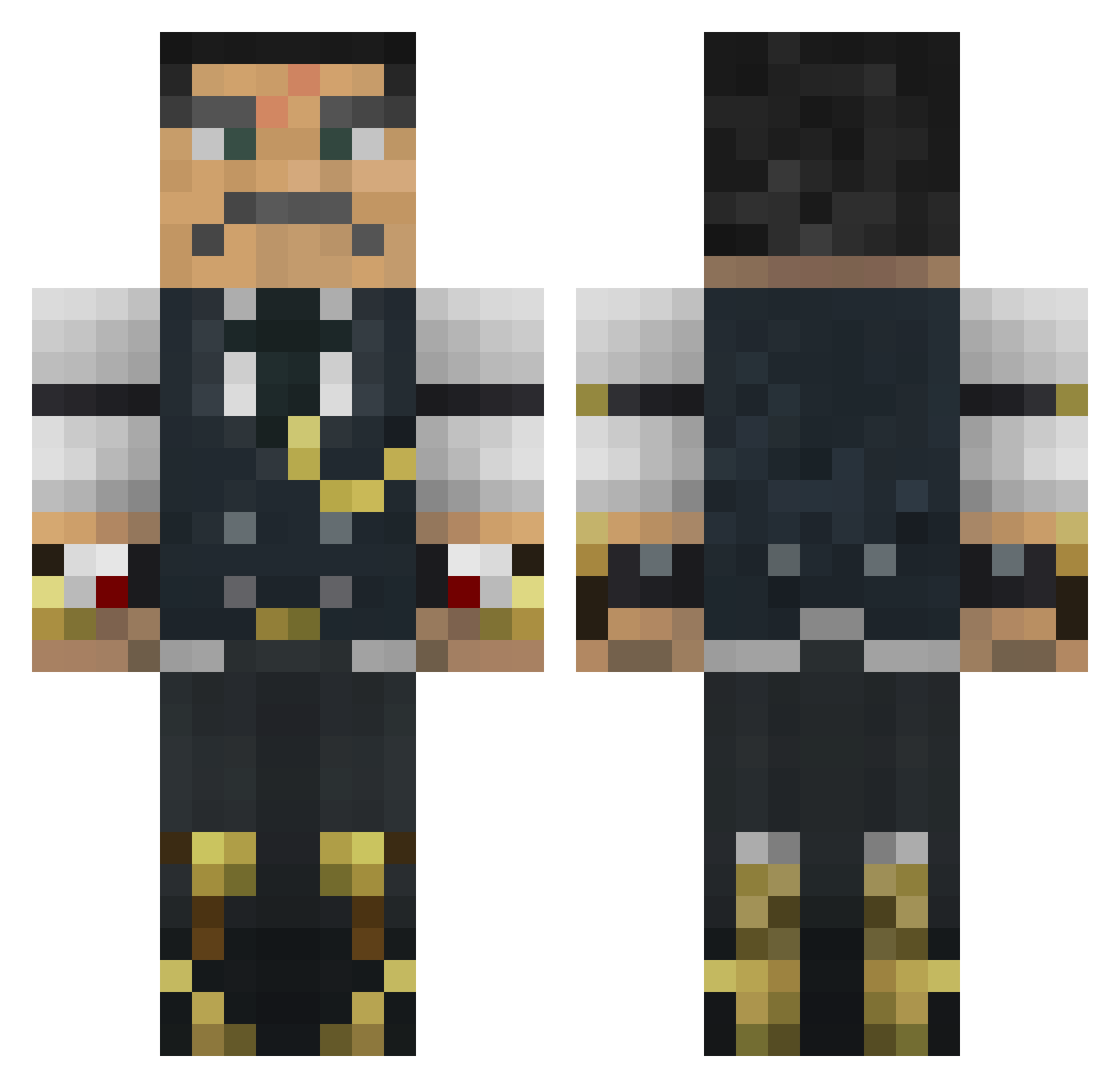 Sculptor Minecraft skin, front and back view
