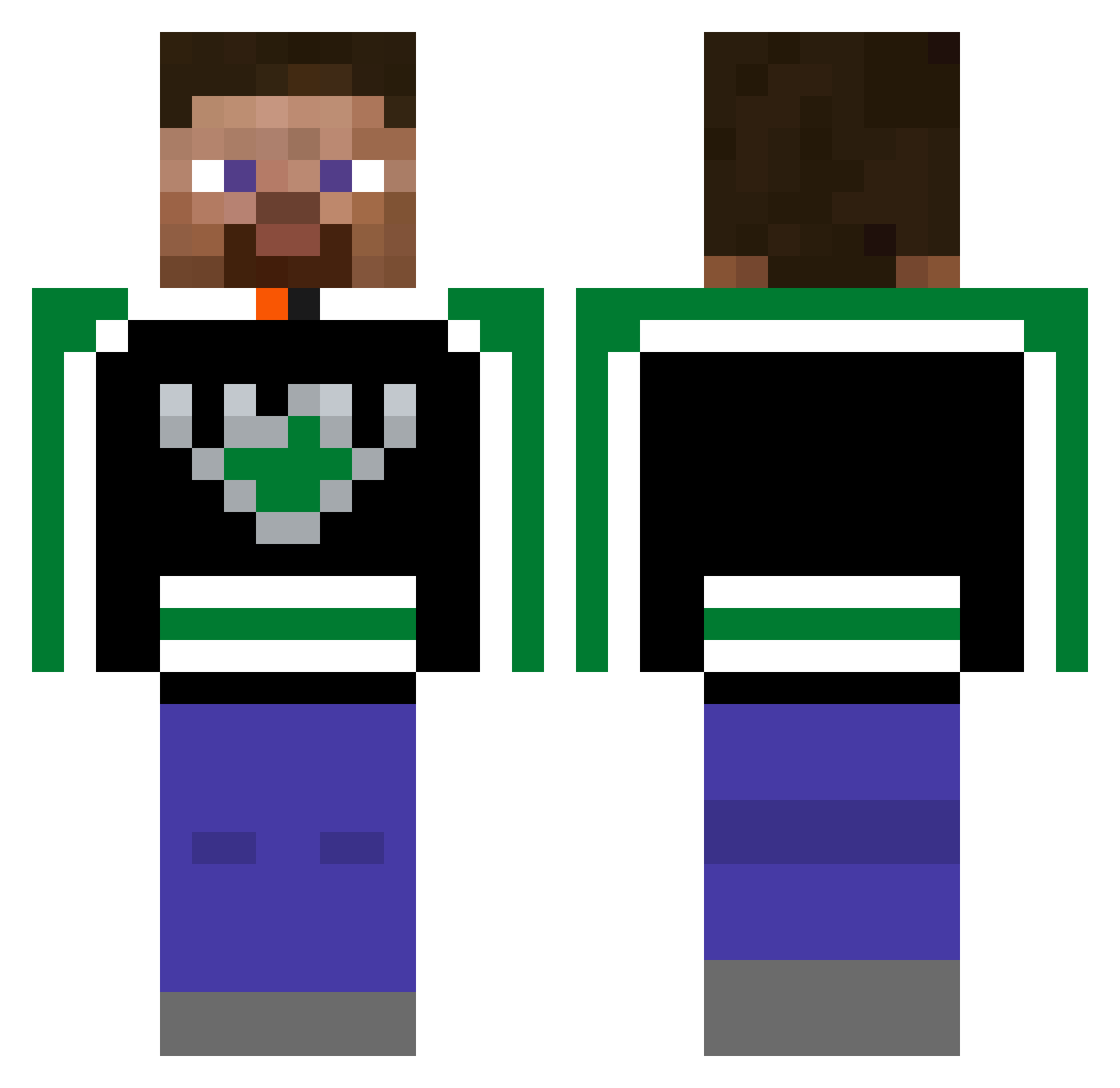 ButtersEsposito Minecraft skin, front and back view