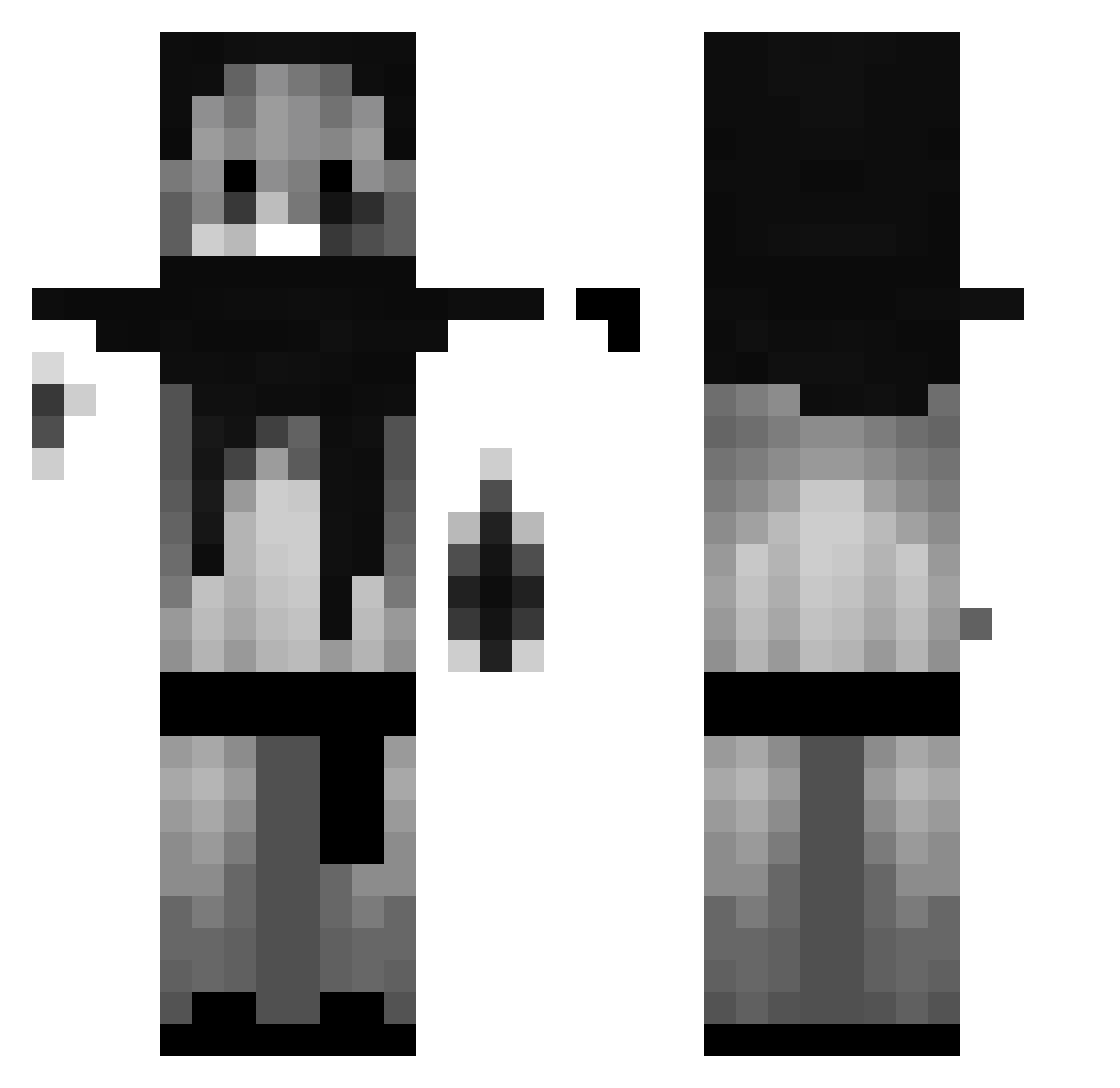Znaxe Minecraft skin, front and back view