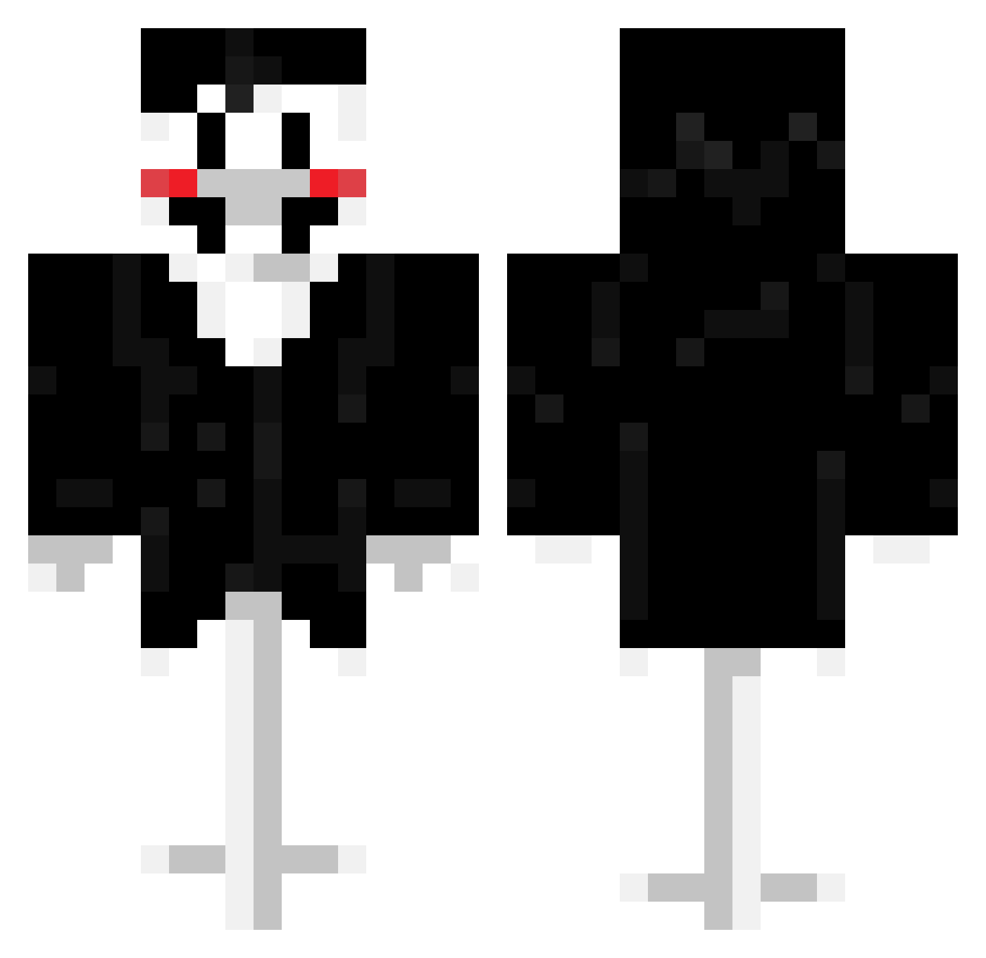 spamton1366 Minecraft skin, front and back view