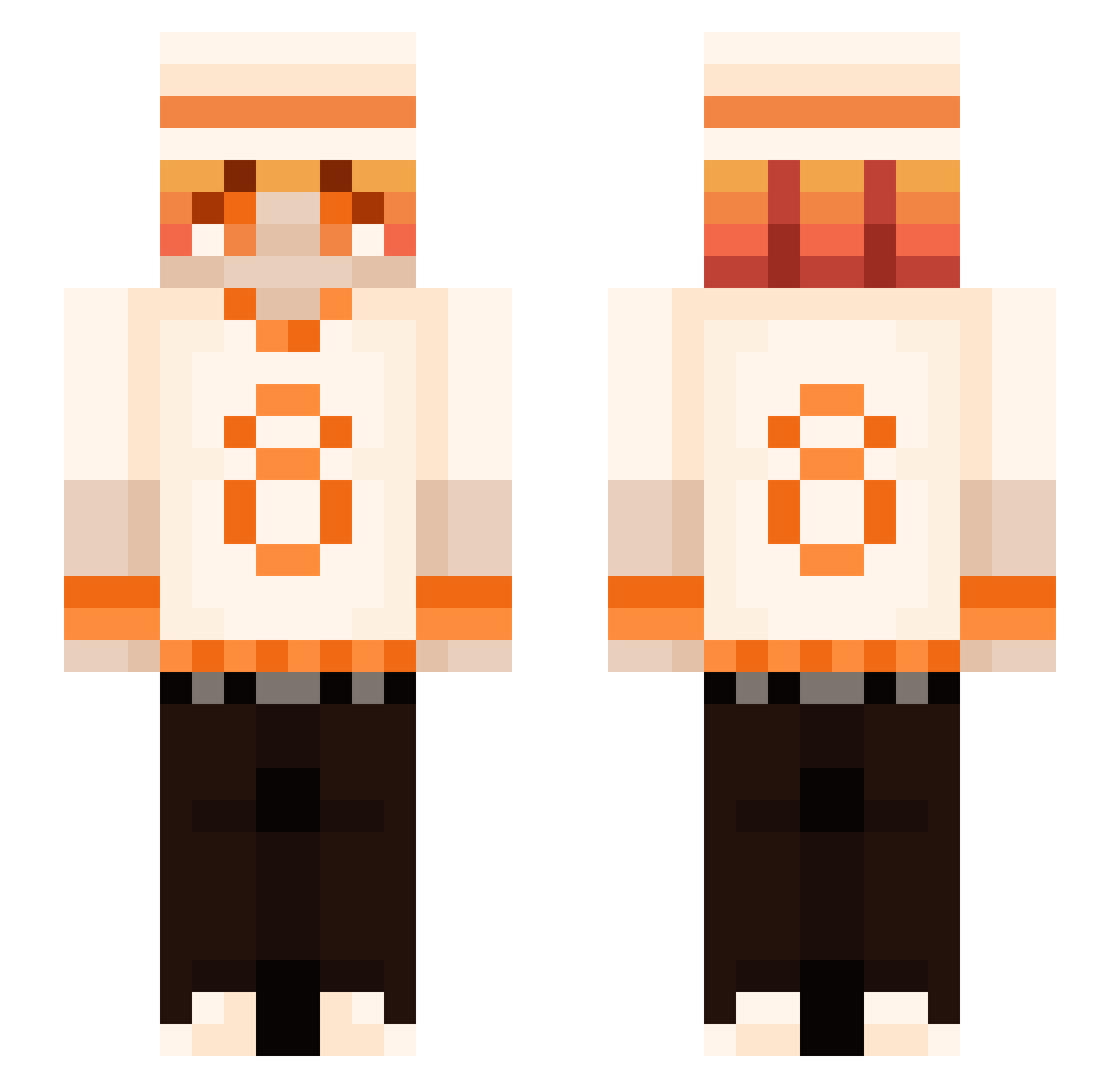 YO8URT Minecraft skin, front and back view