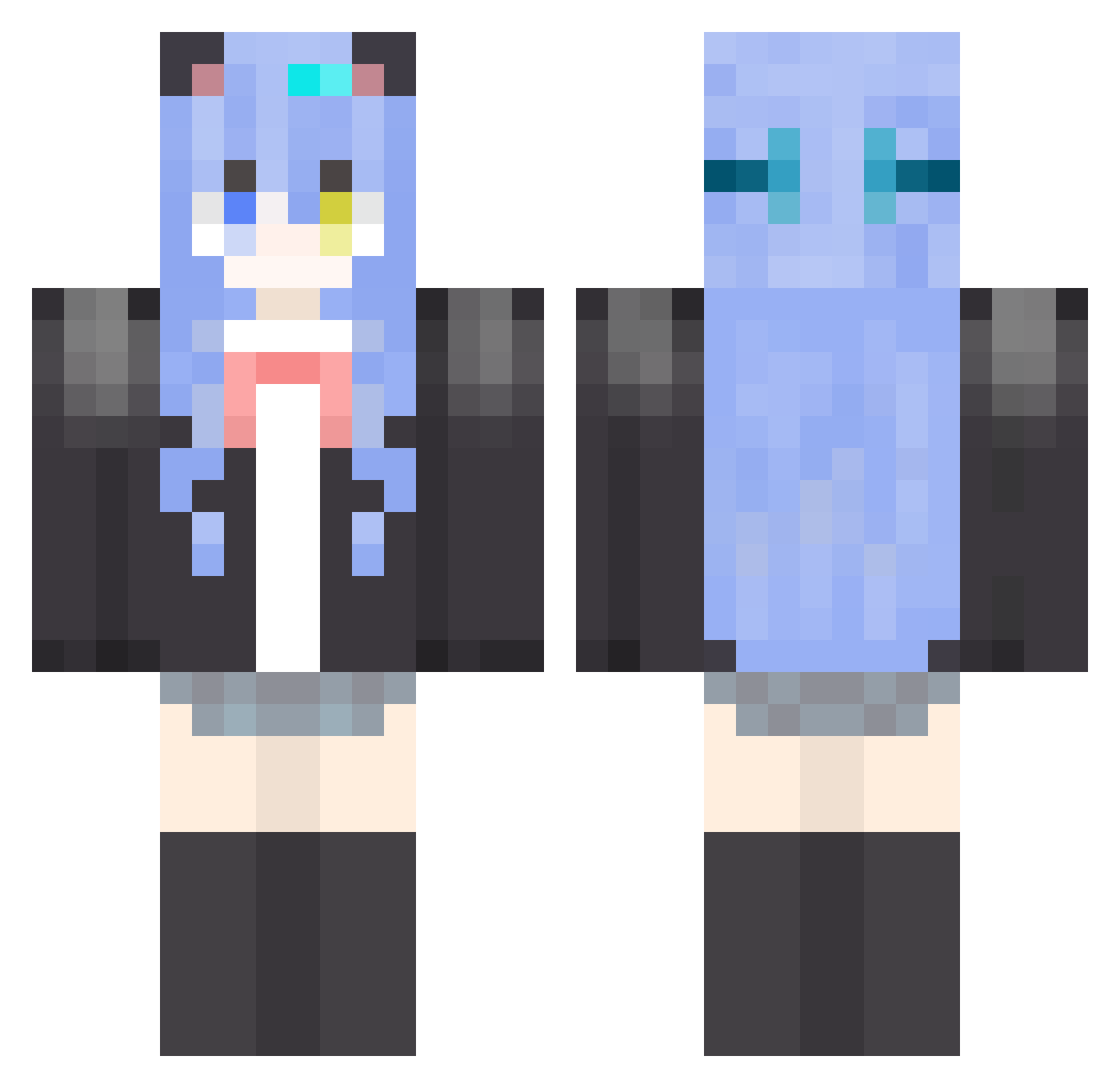 Flowshi_AK Minecraft skin, front and back view