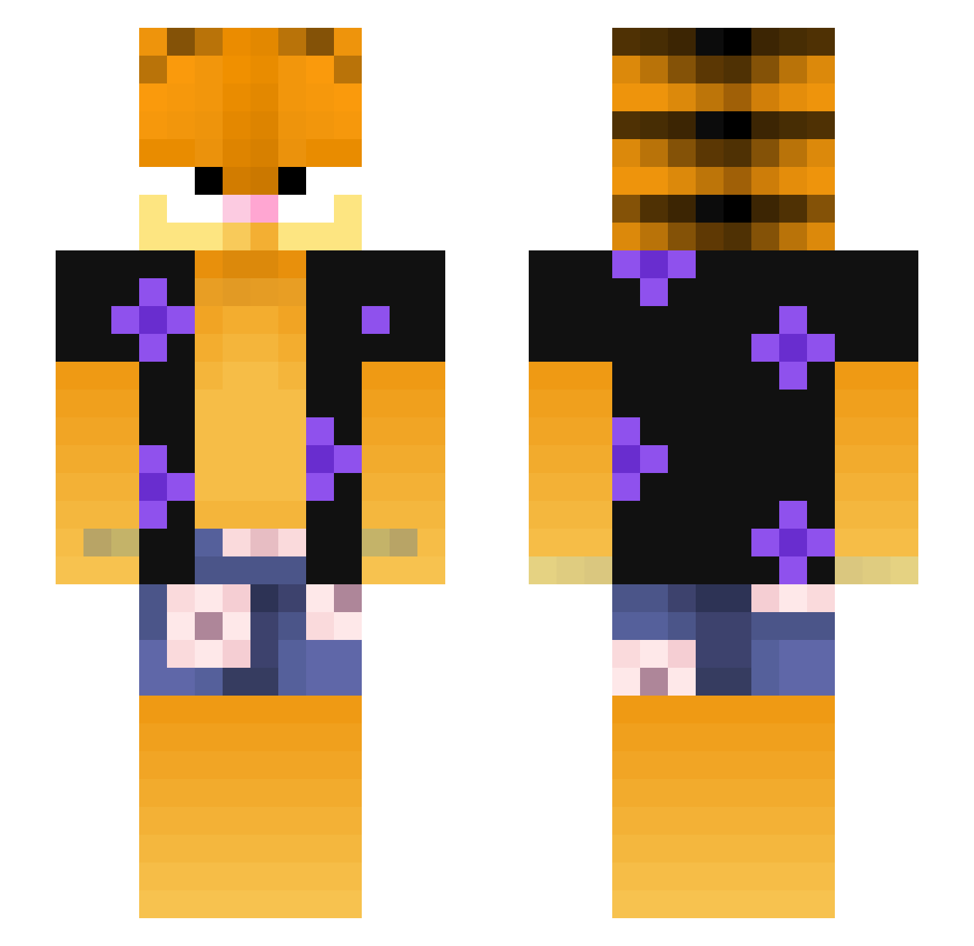 Retron23 Minecraft skin, front and back view