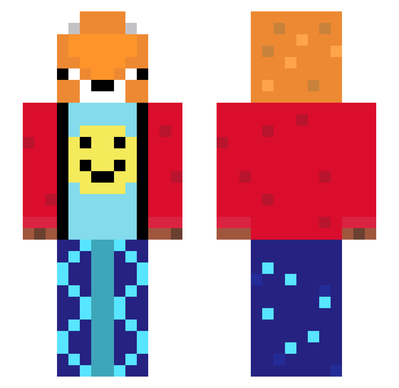 PuppayGamez Minecraft skin, front and back view