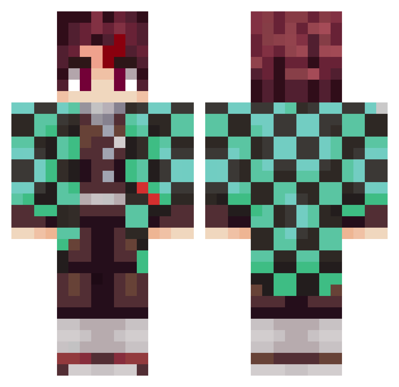 Tanjiroy Minecraft skin, front and back view