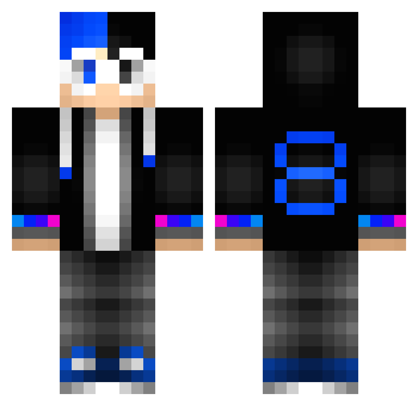 Kr8tive Minecraft skin, front and back view