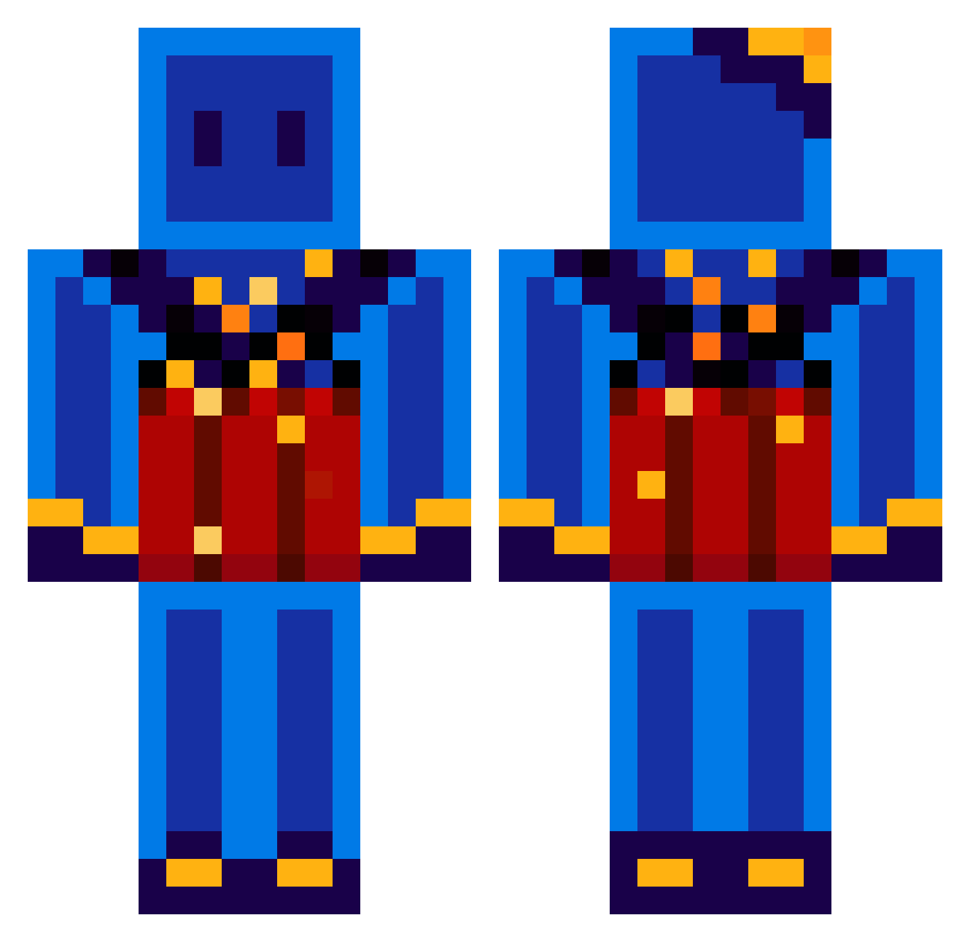 Yonatanblue Minecraft skin, front and back view