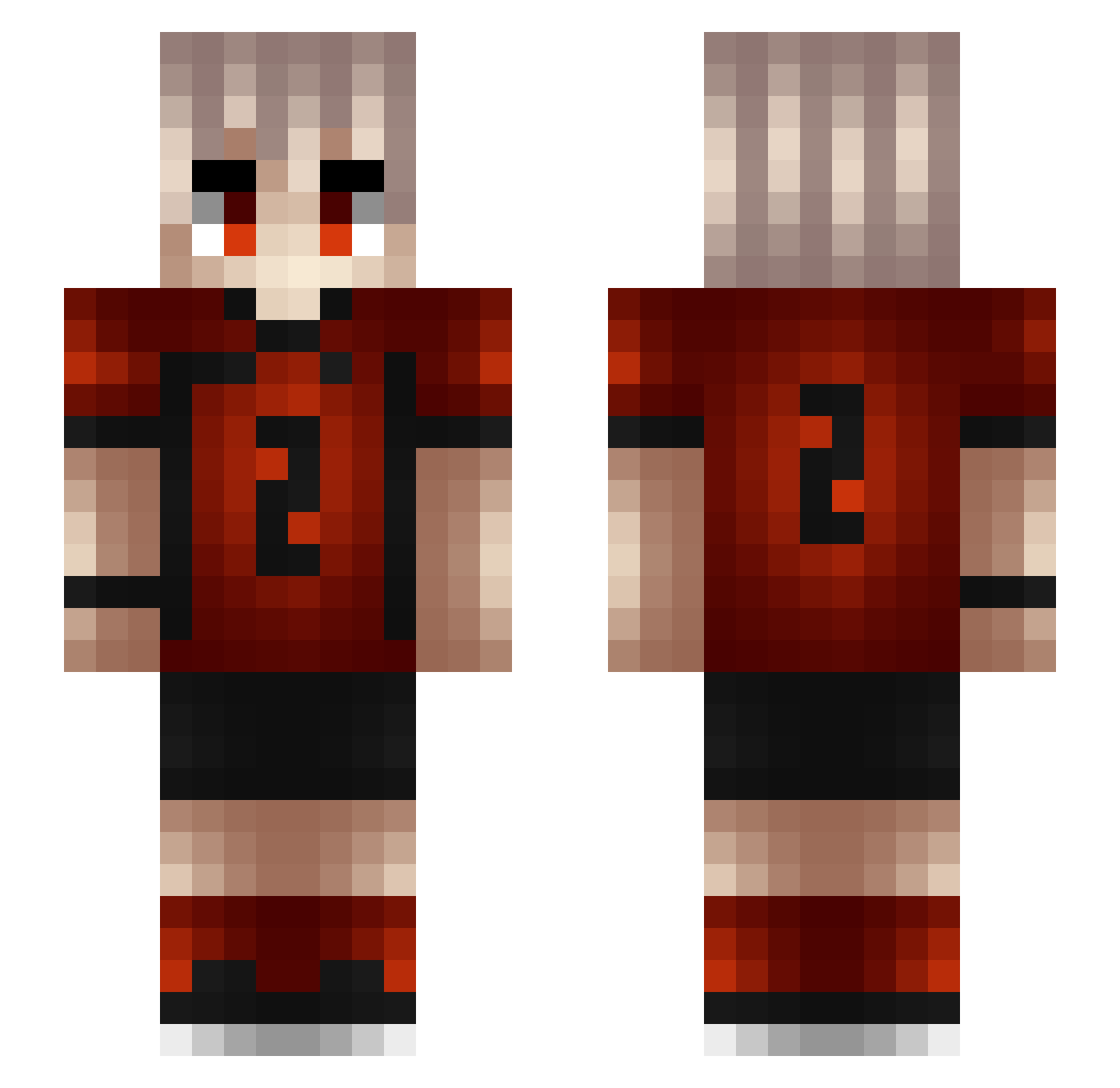 yStormxON Minecraft skin, front and back view