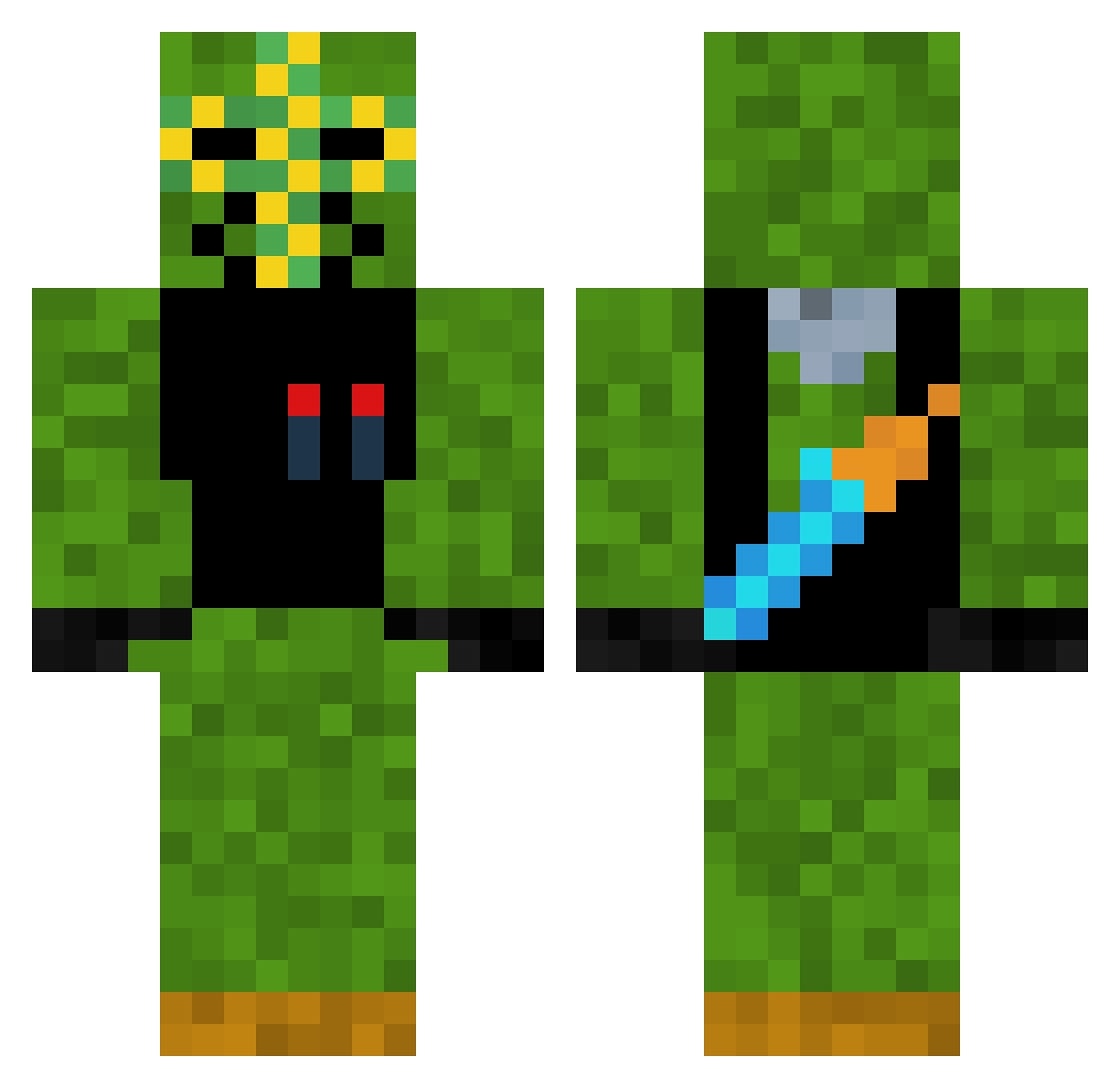 Petely10 Minecraft skin, front and back view