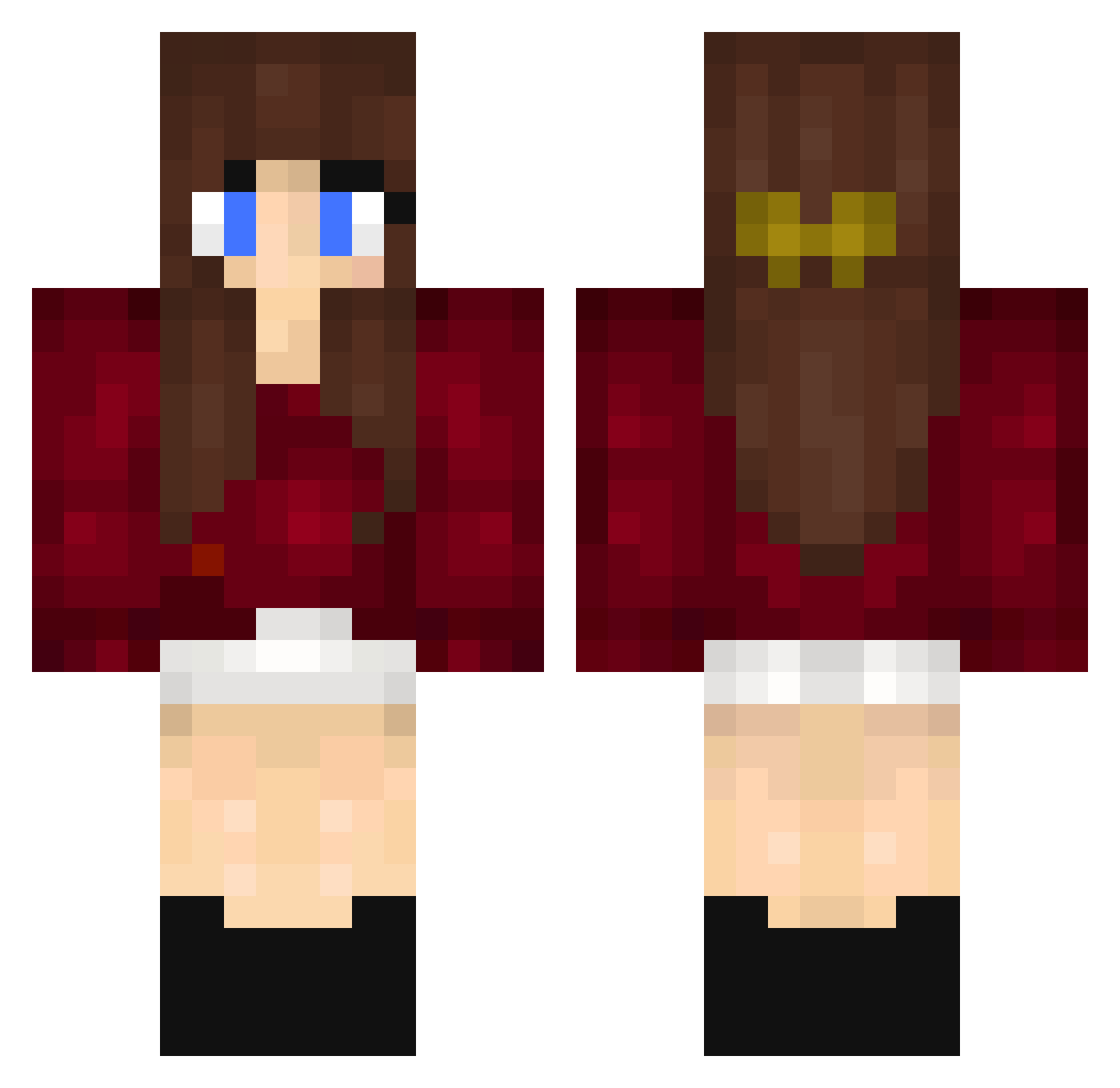 VillainCorn Minecraft skin, front and back view