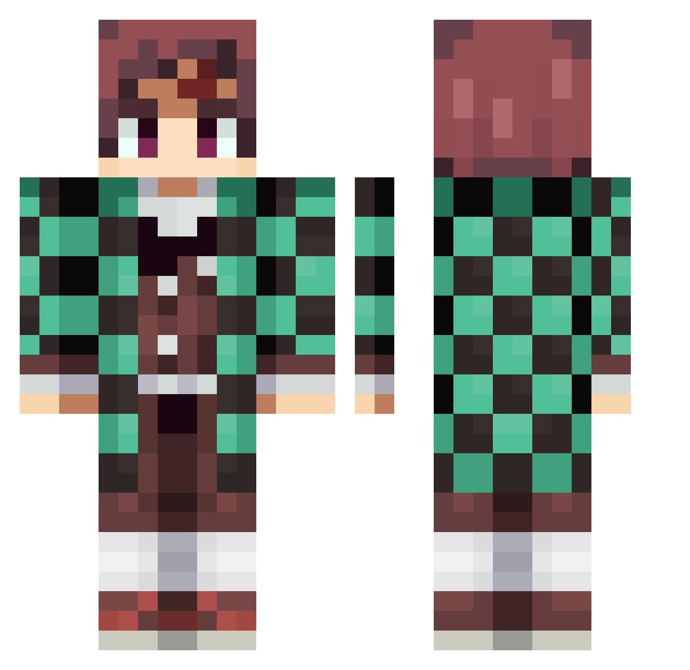 MrRedApples Minecraft skin, front and back view