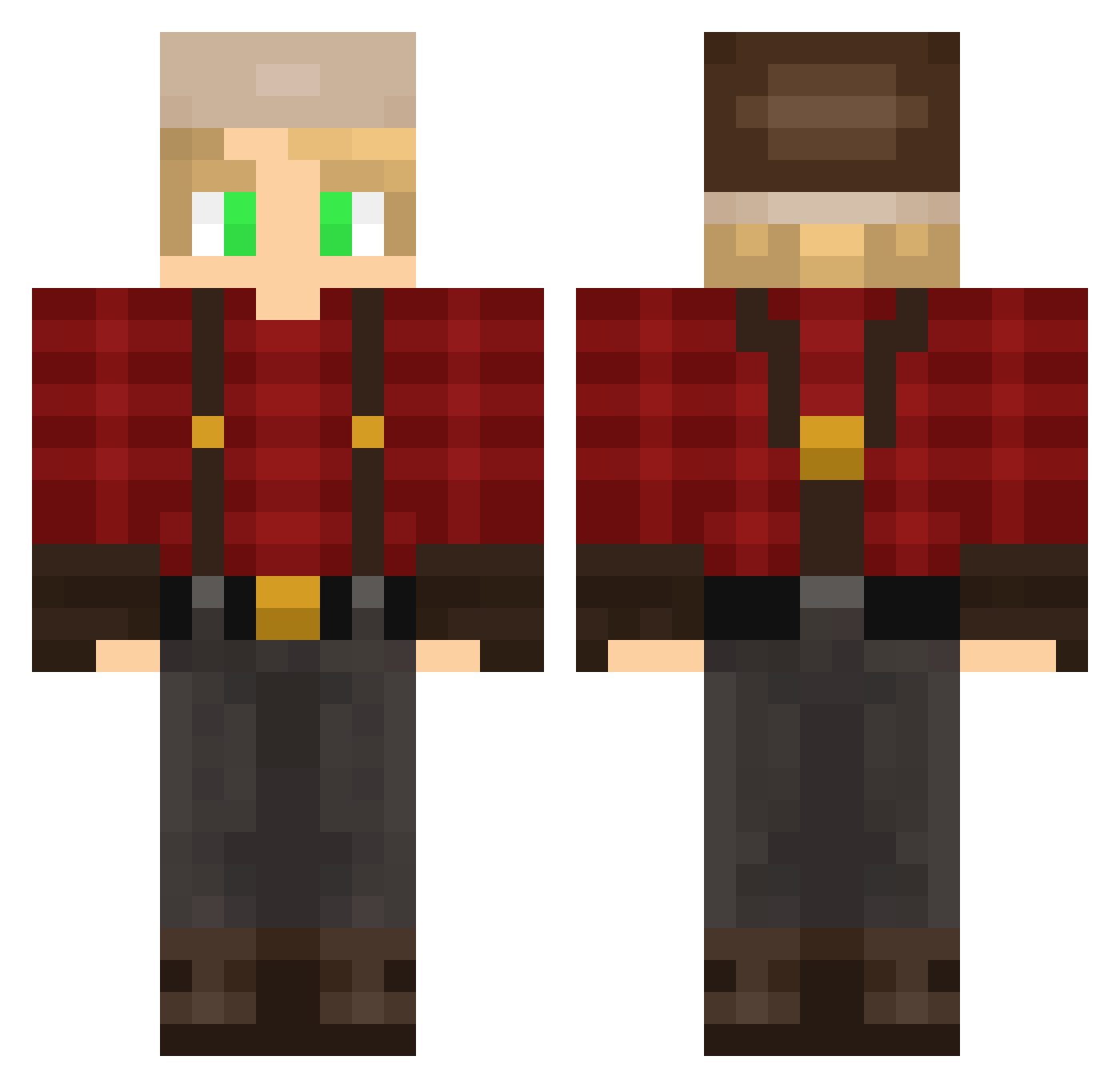 HeatFit Minecraft skin, front and back view