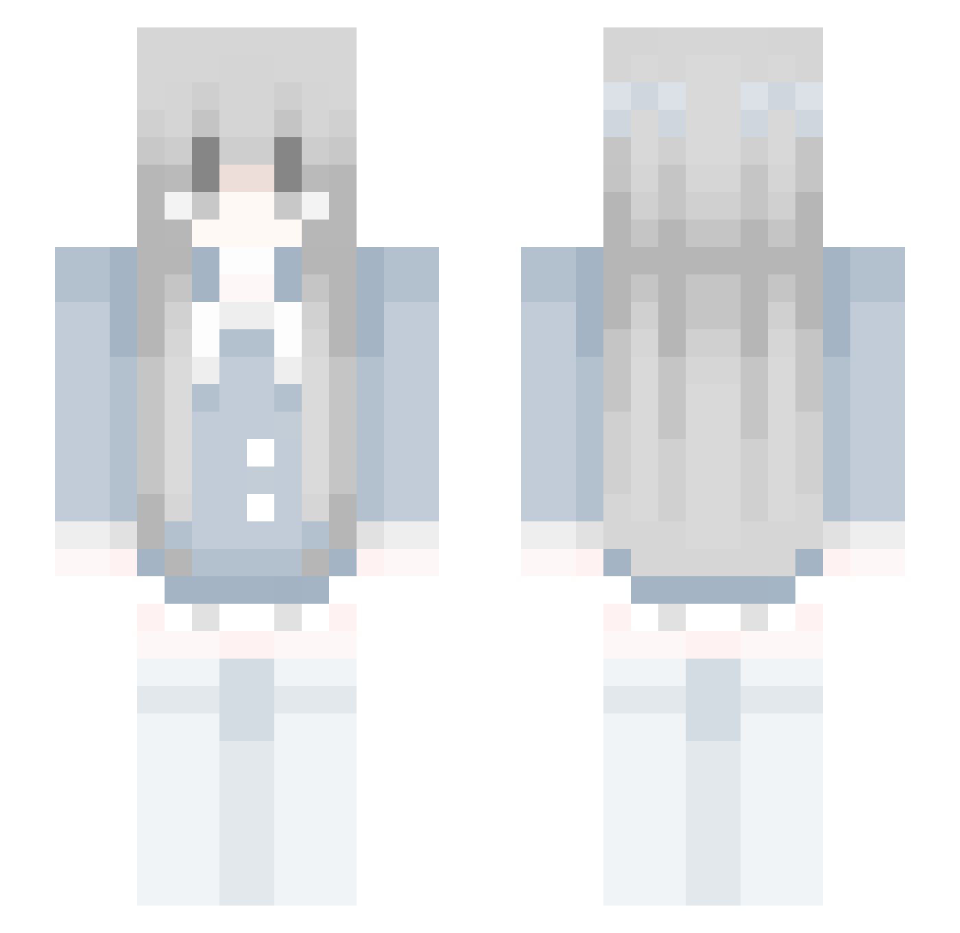 yukidere Minecraft skin, front and back view