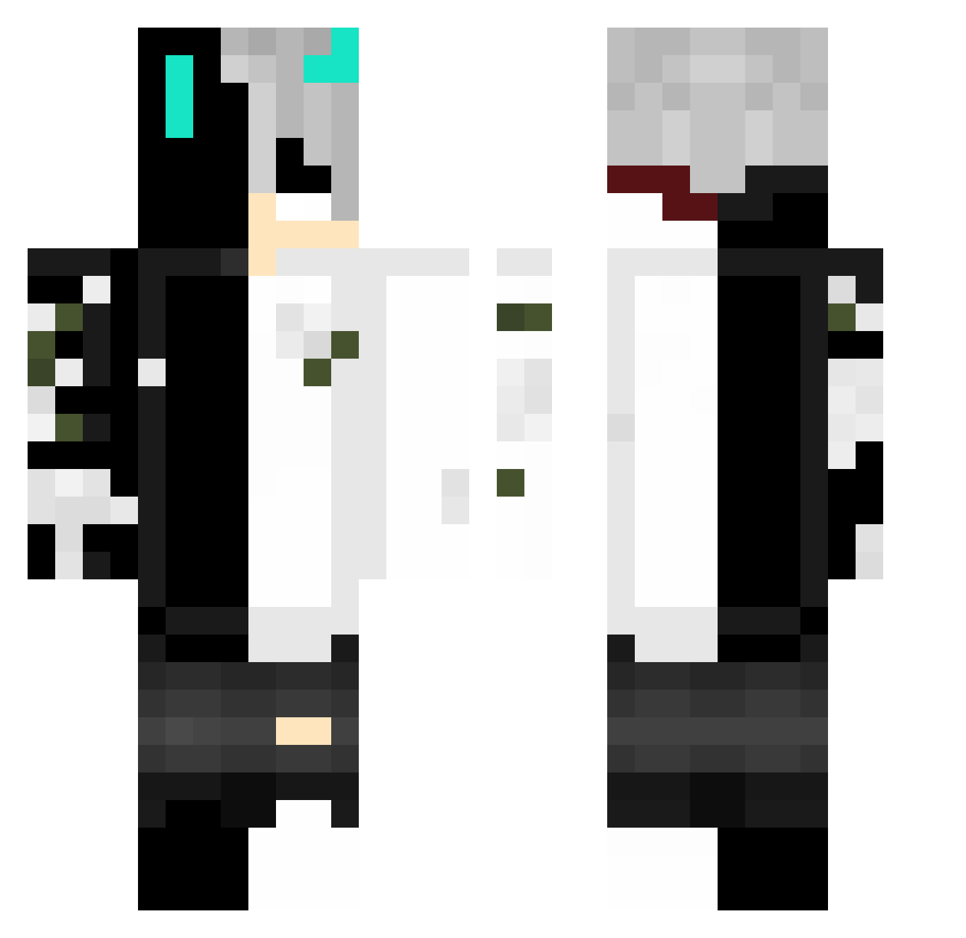 Undyed Minecraft skin, front and back view