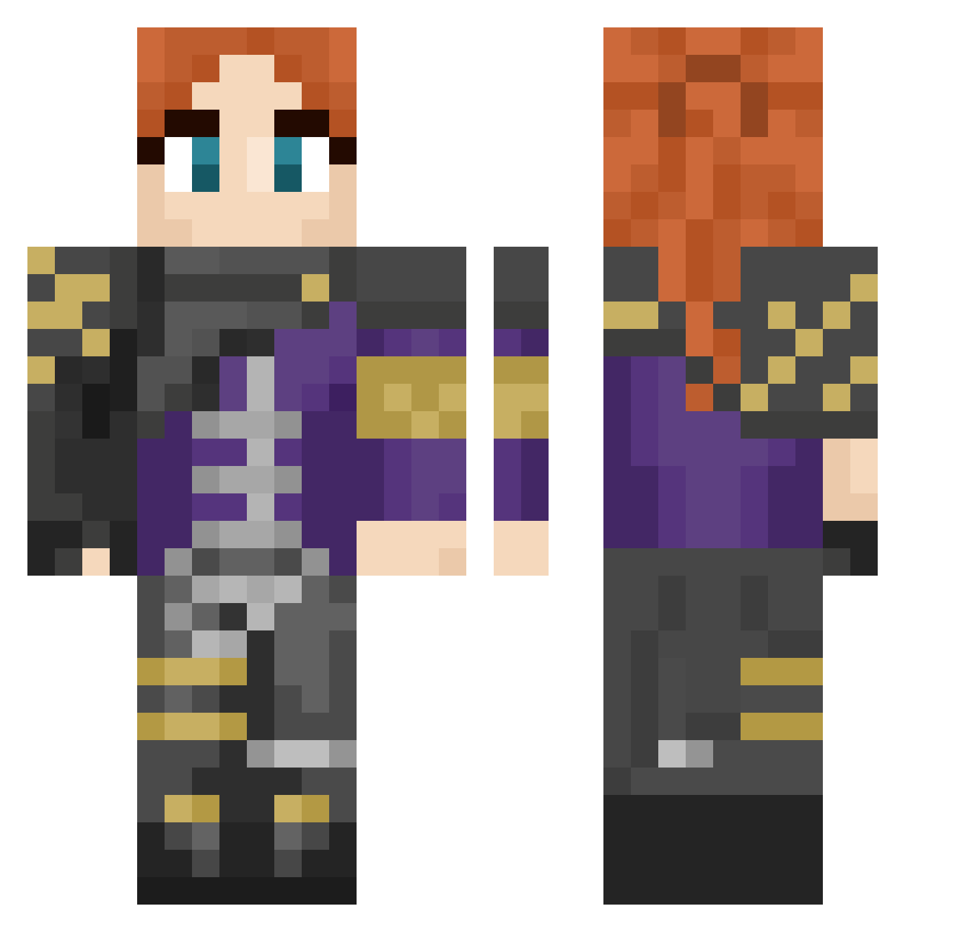 ReyArlena Minecraft skin, front and back view