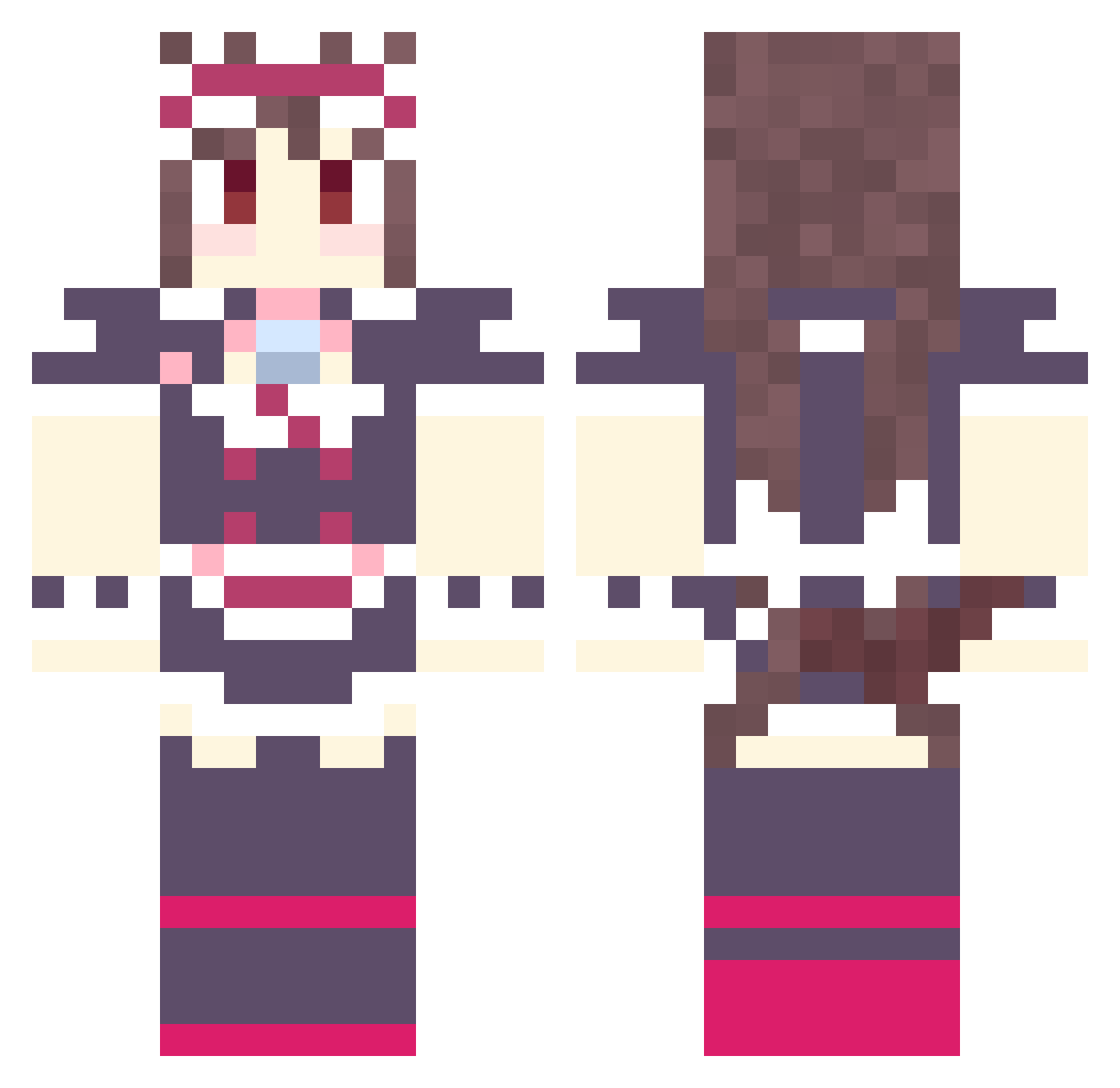 DucketyDoe Minecraft skin, front and back view