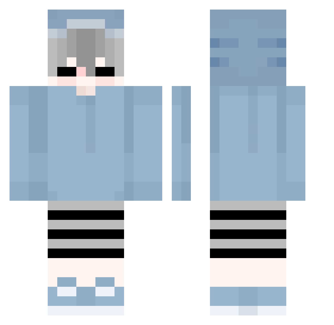 SekiYuri Minecraft skin, front and back view