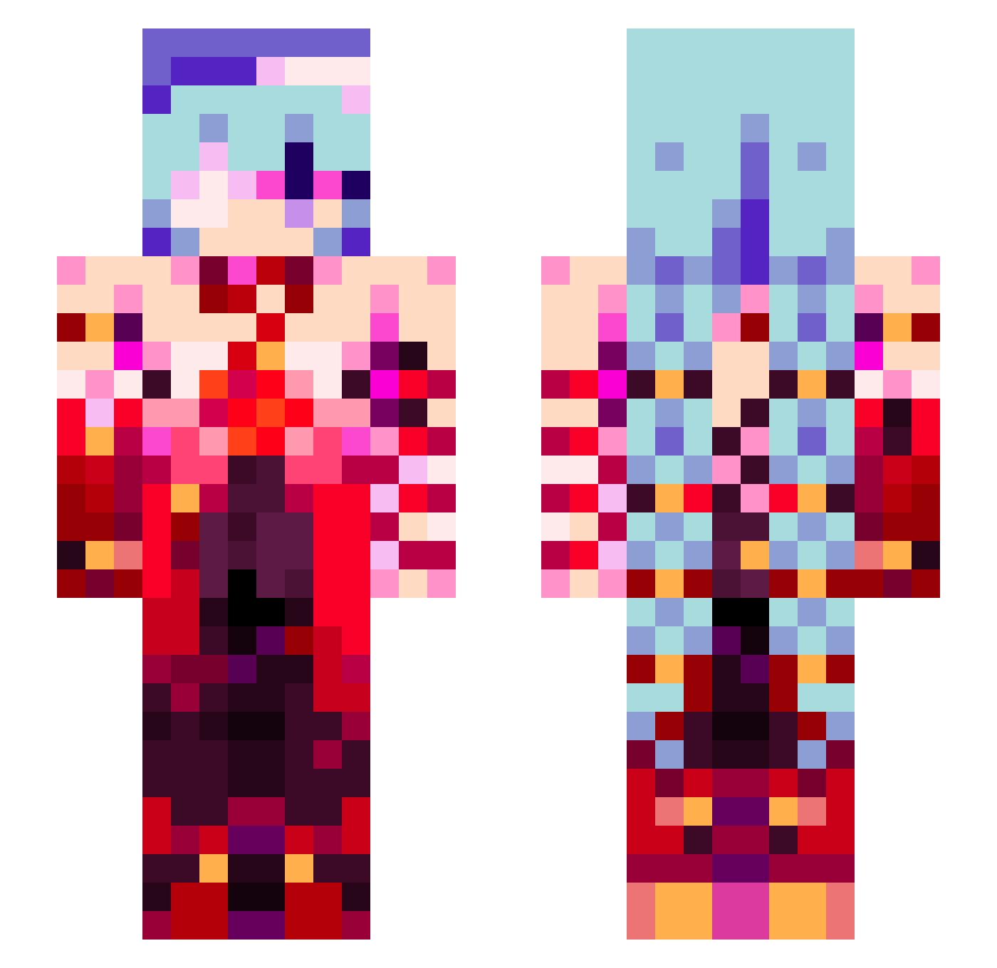 Playbooks Minecraft skin, front and back view