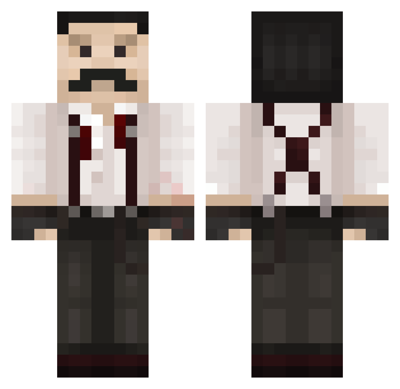 Potatomasaurus Minecraft skin, front and back view