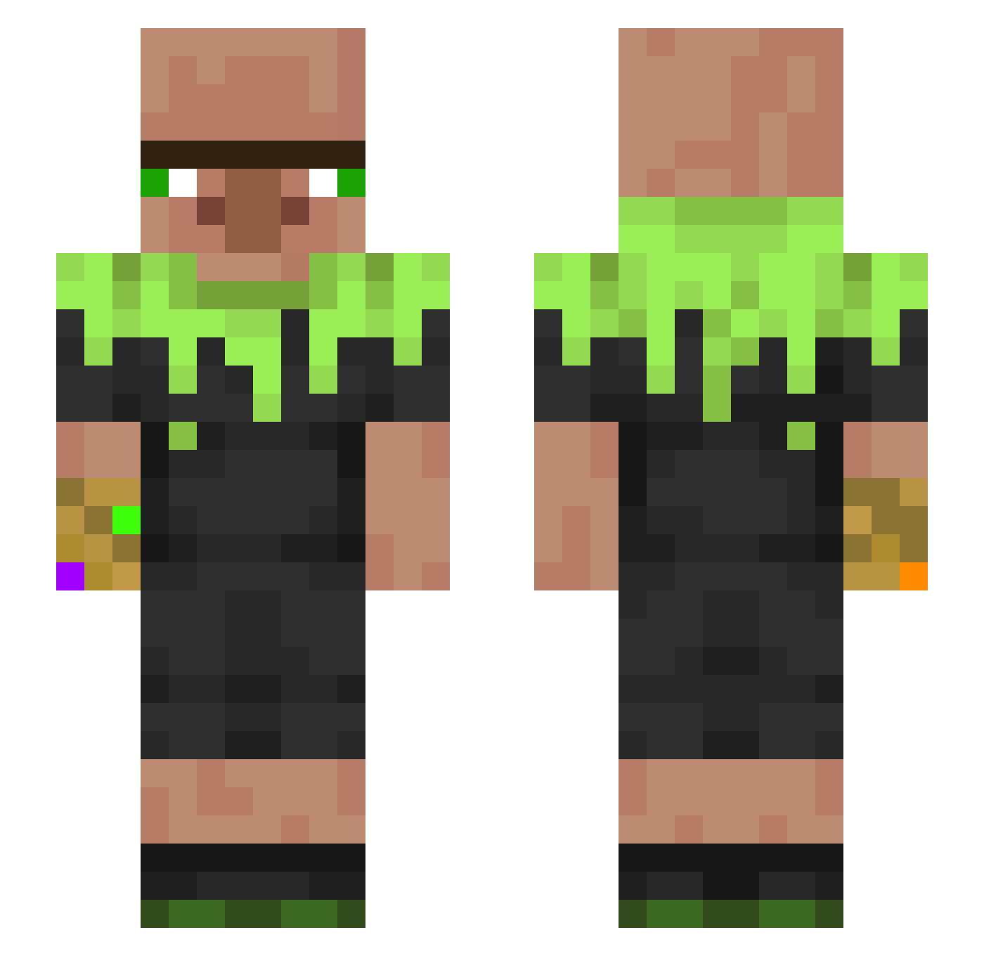 6elzevul Minecraft skin, front and back view