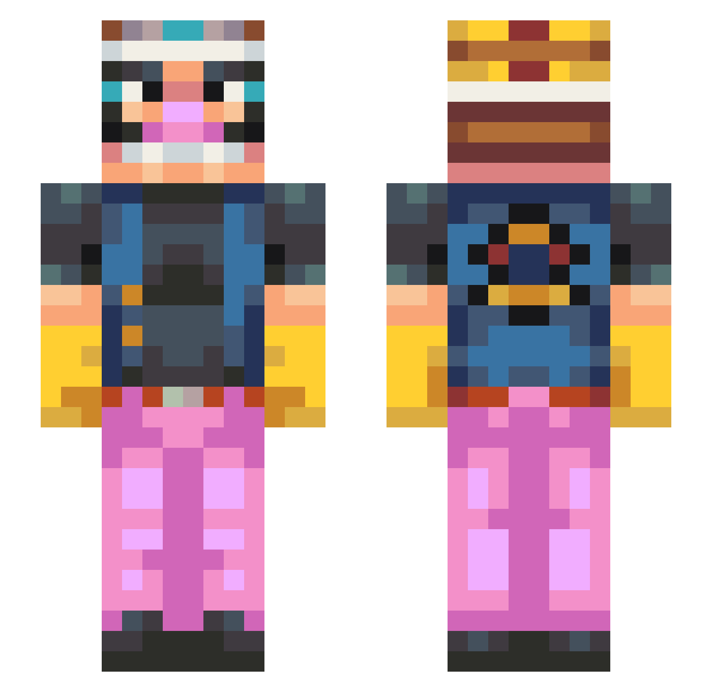 Vuju Minecraft skin, front and back view