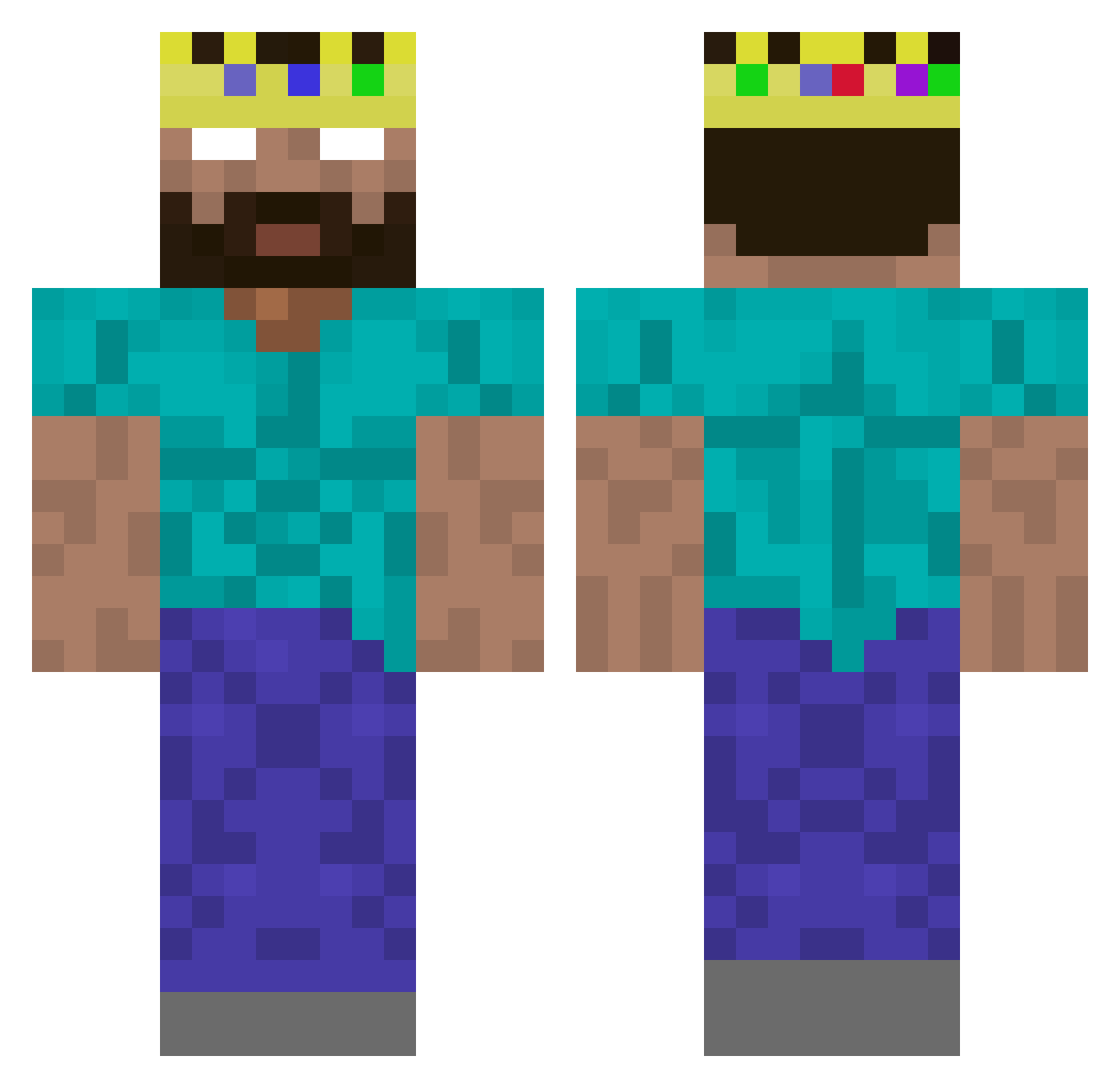 TechnoMalda Minecraft skin, front and back view