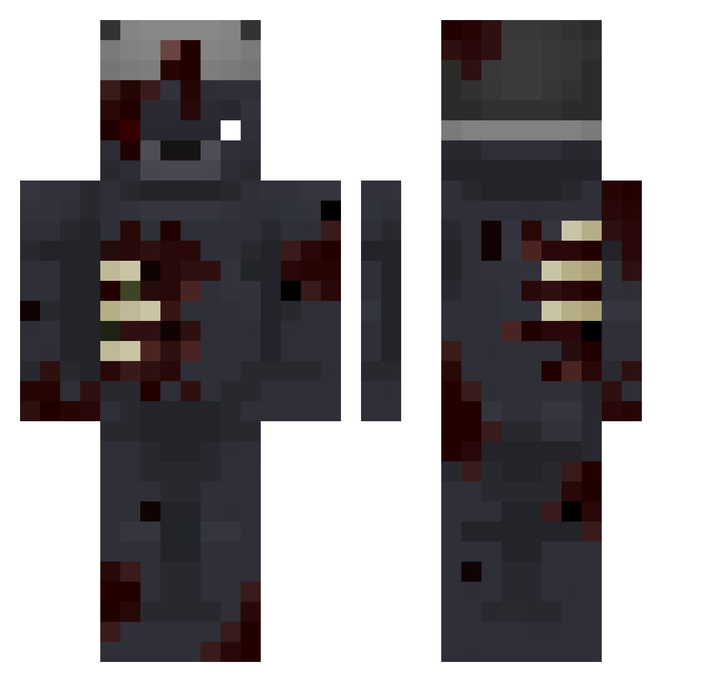 Exocticitus Minecraft skin, front and back view