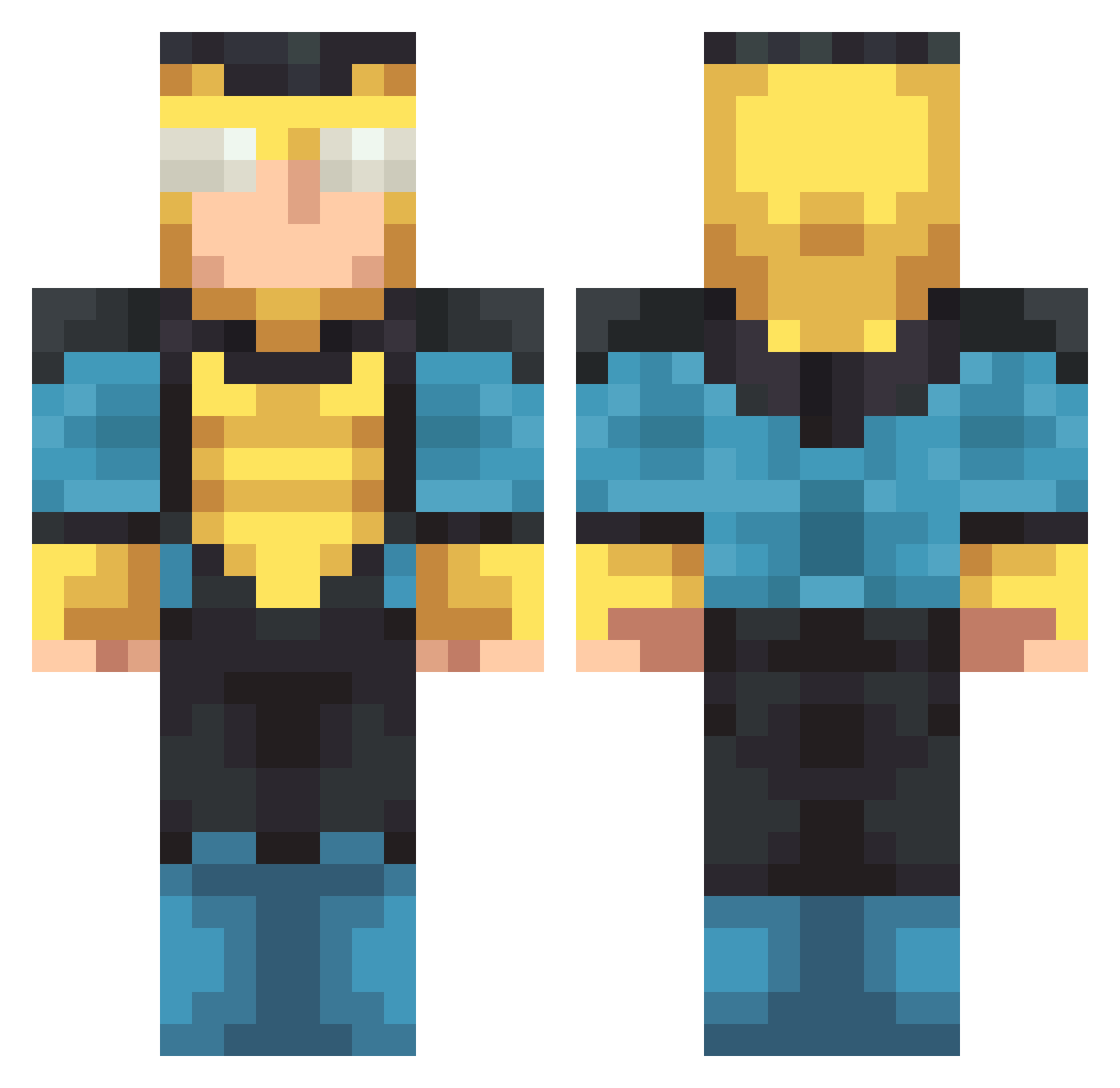 Cobbsy Minecraft skin, front and back view