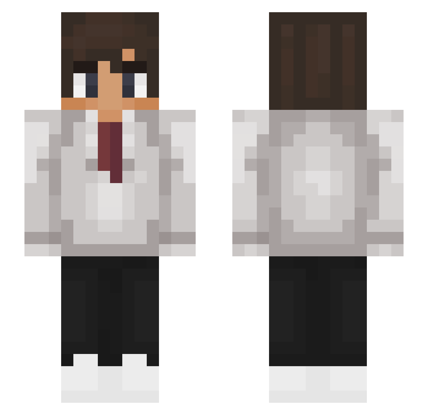 Wellexe Minecraft skin, front and back view