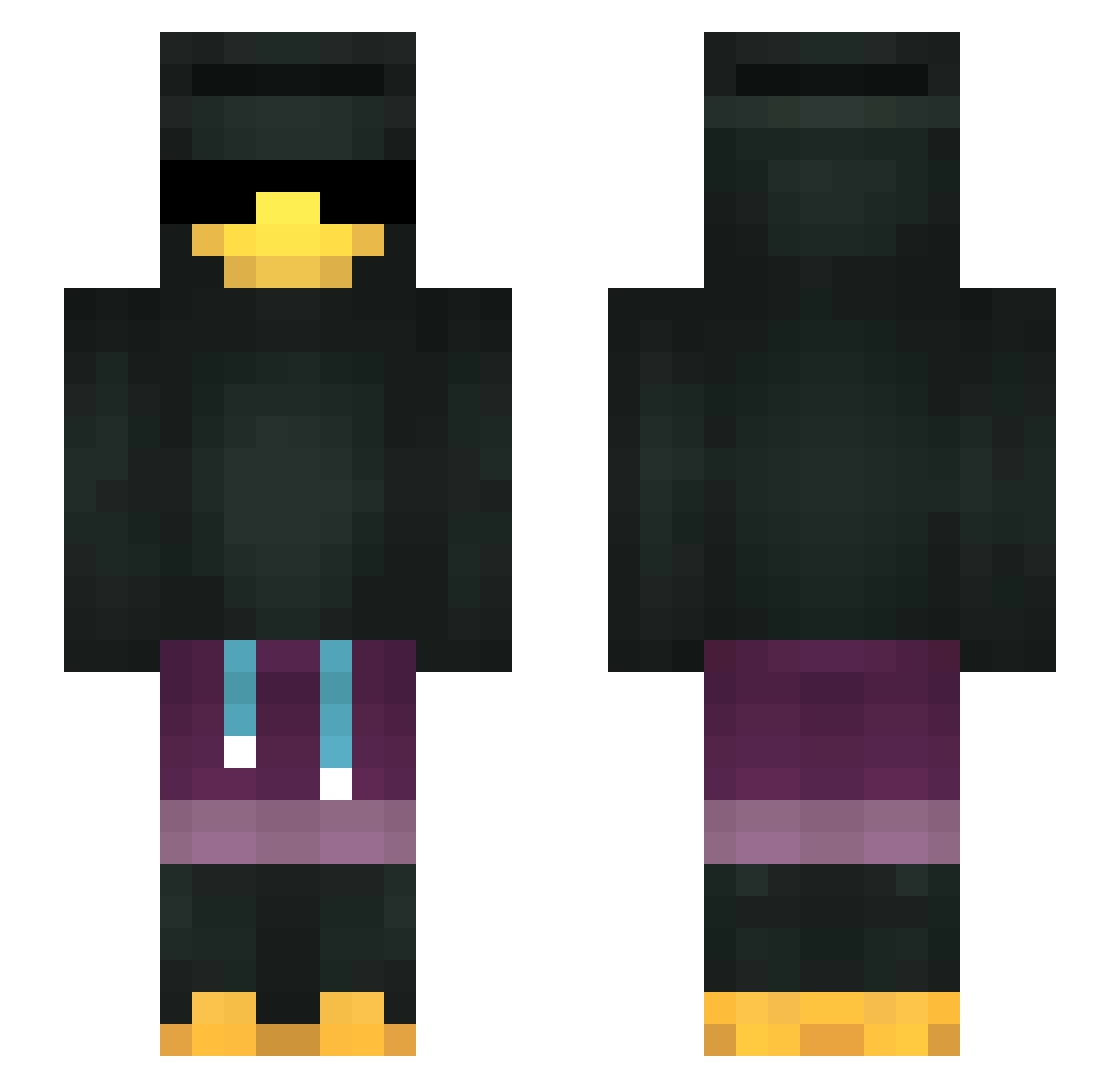 Sqreen Minecraft skin, front and back view