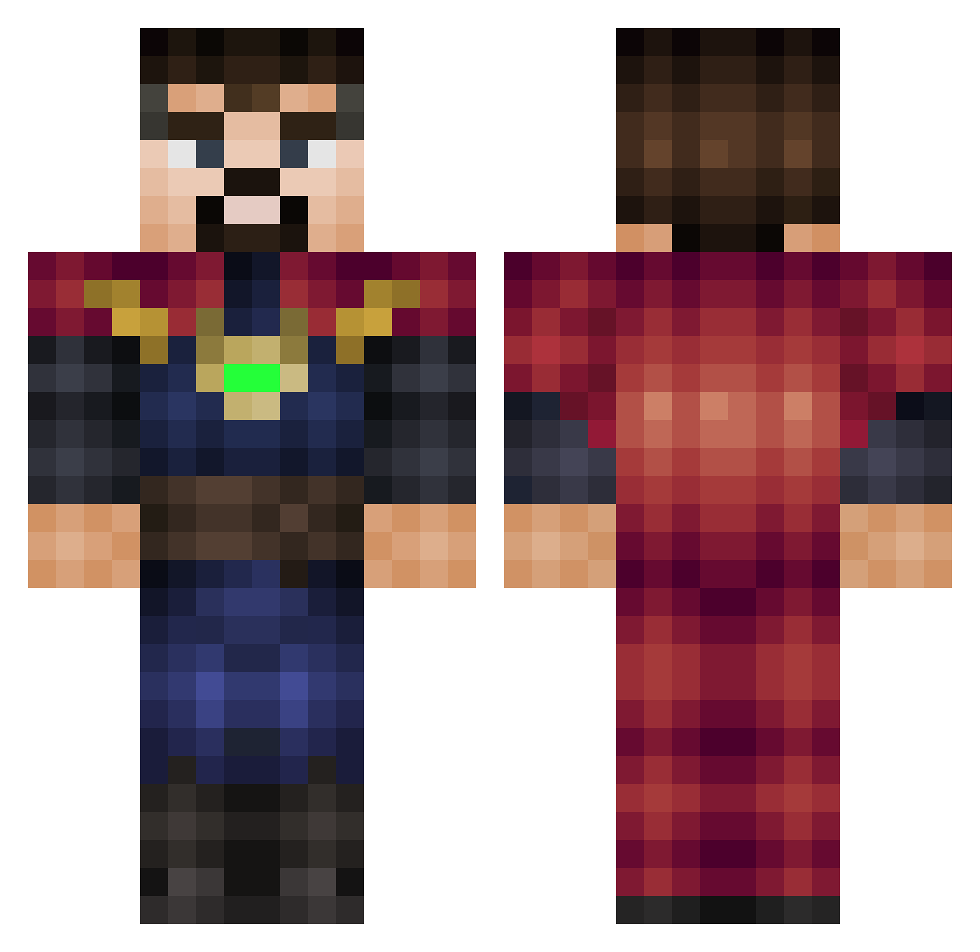 Erkaos_ Minecraft skin, front and back view