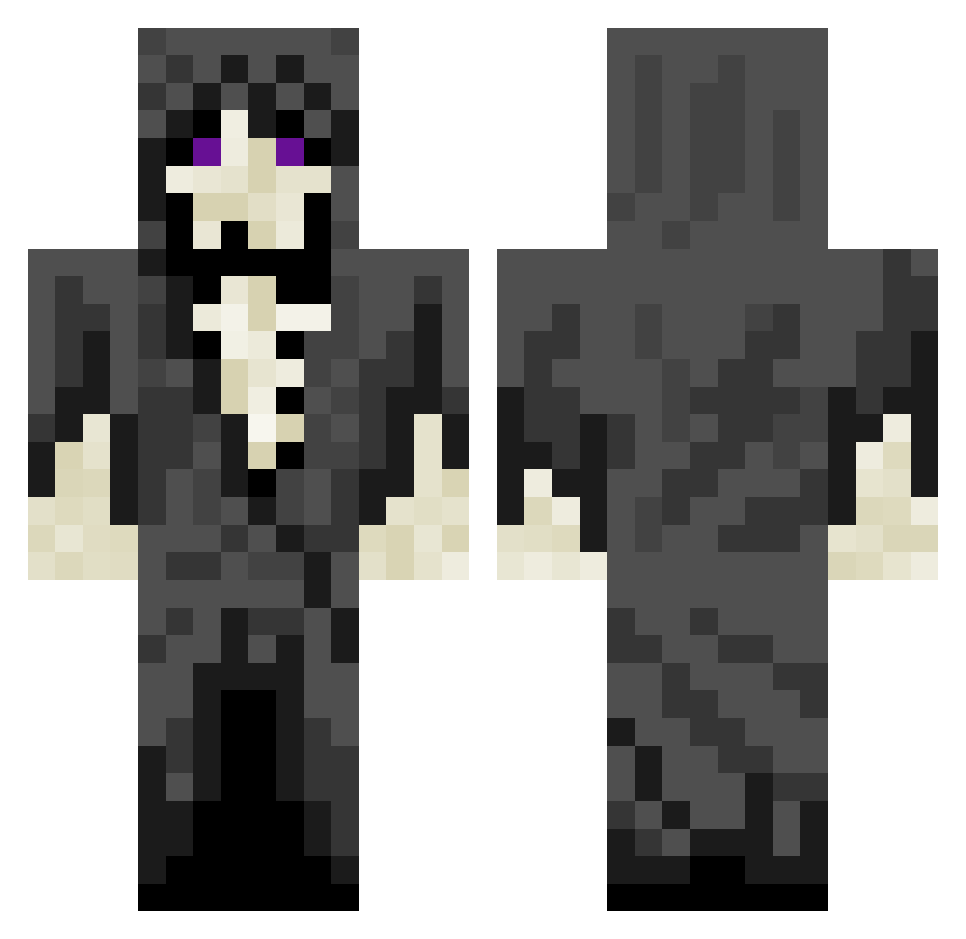 Megatrost Minecraft skin, front and back view