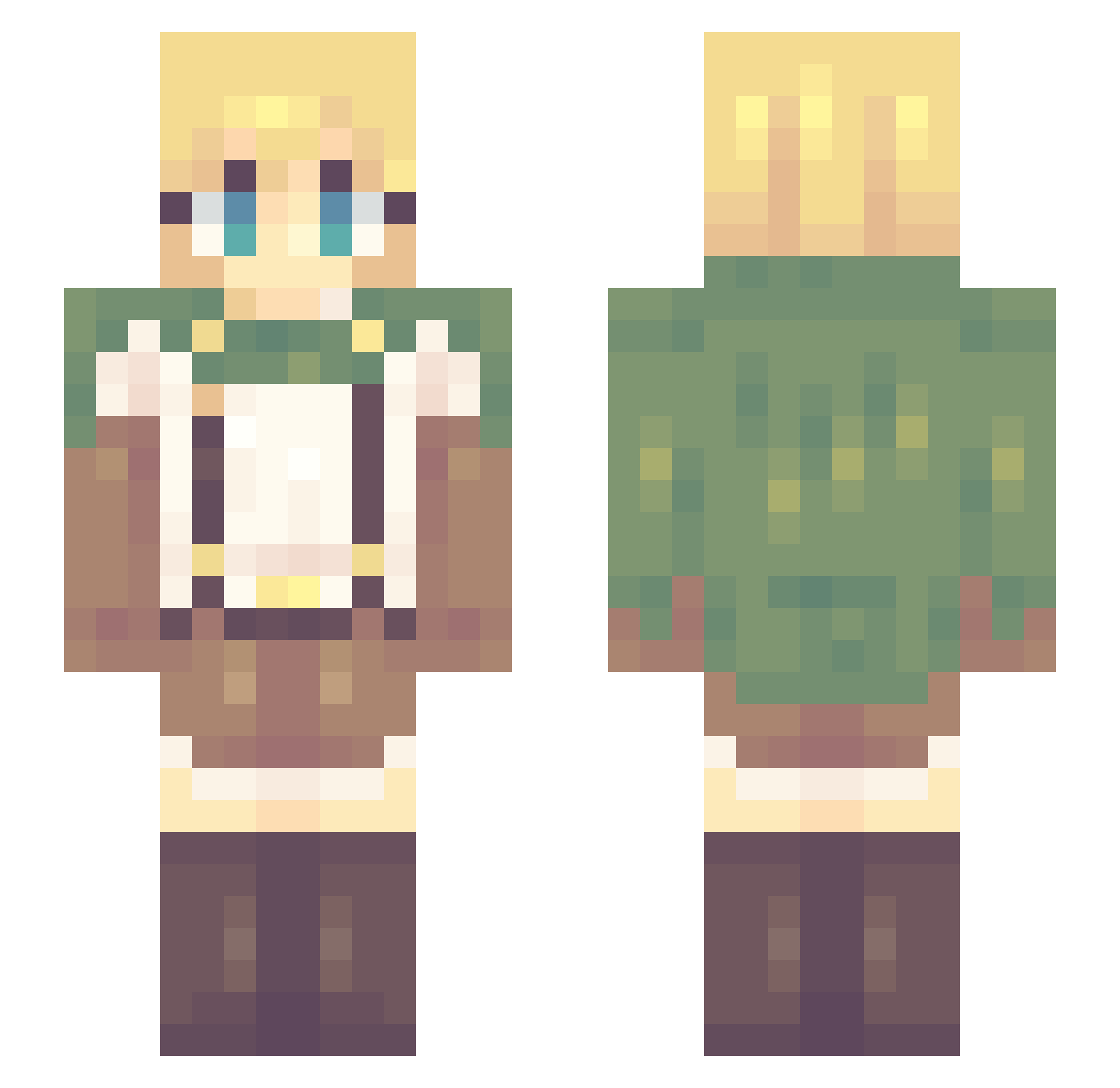 MrShinSenpai Minecraft skin, front and back view