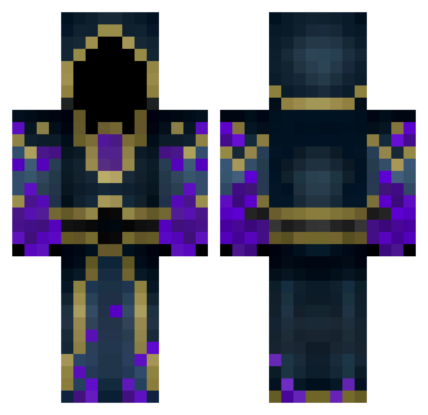 Jacheron Minecraft skin, front and back view