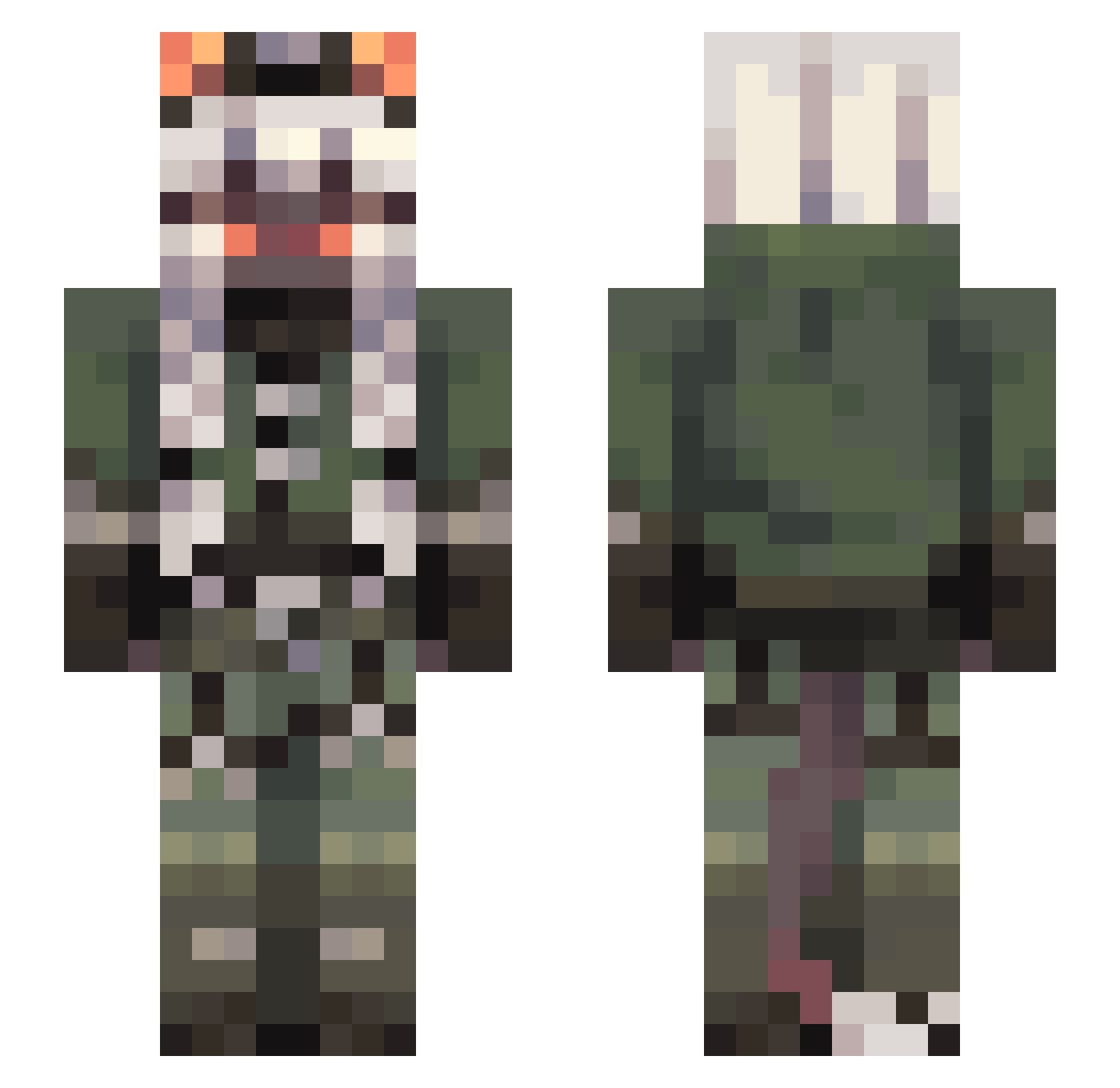 MannixPanics Minecraft skin, front and back view