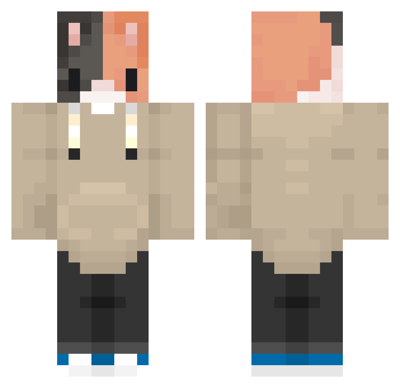 TheBlueVolcano1 Minecraft skin, front and back view