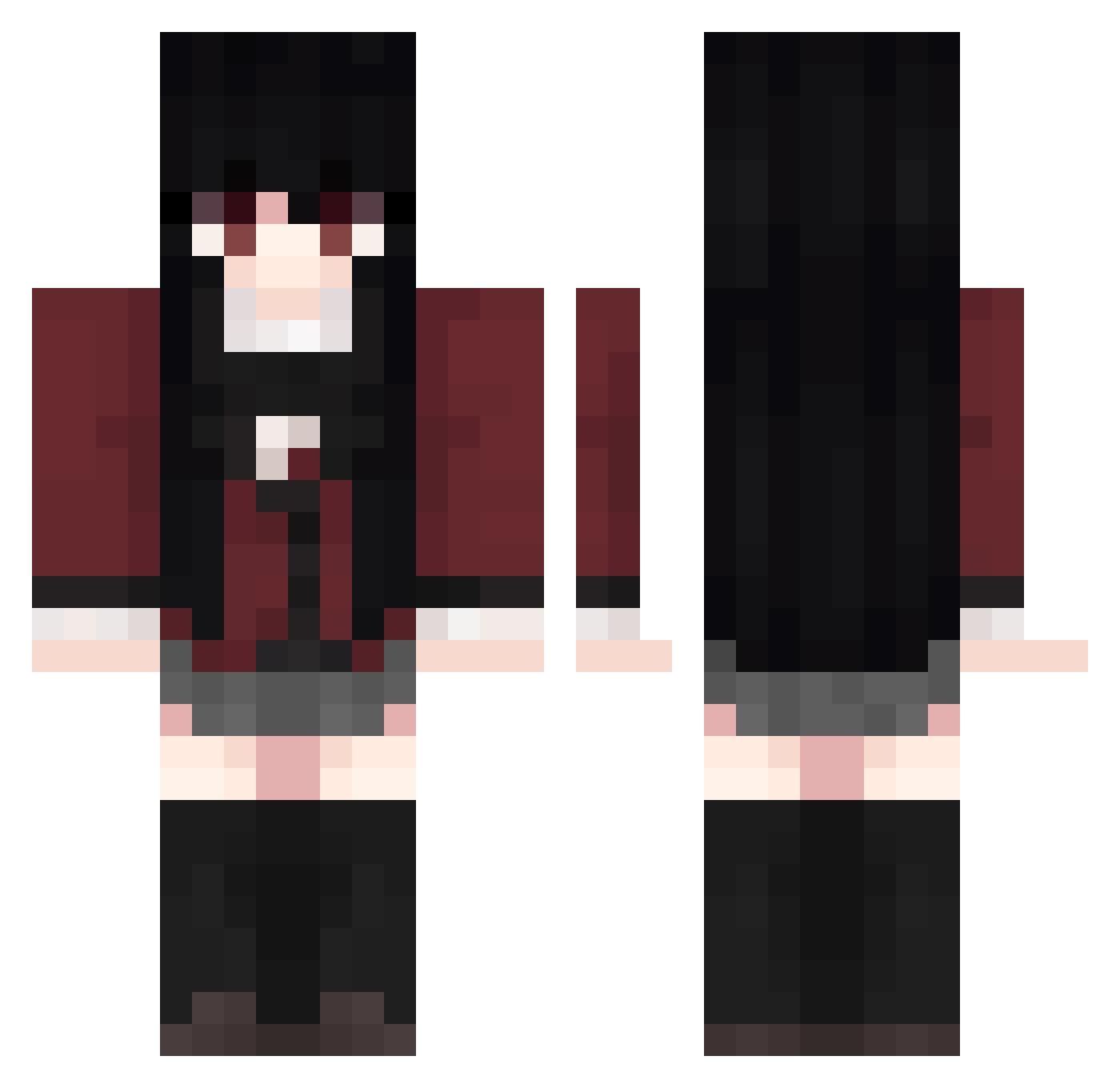 Jabami_Yumeko Minecraft skin, front and back view