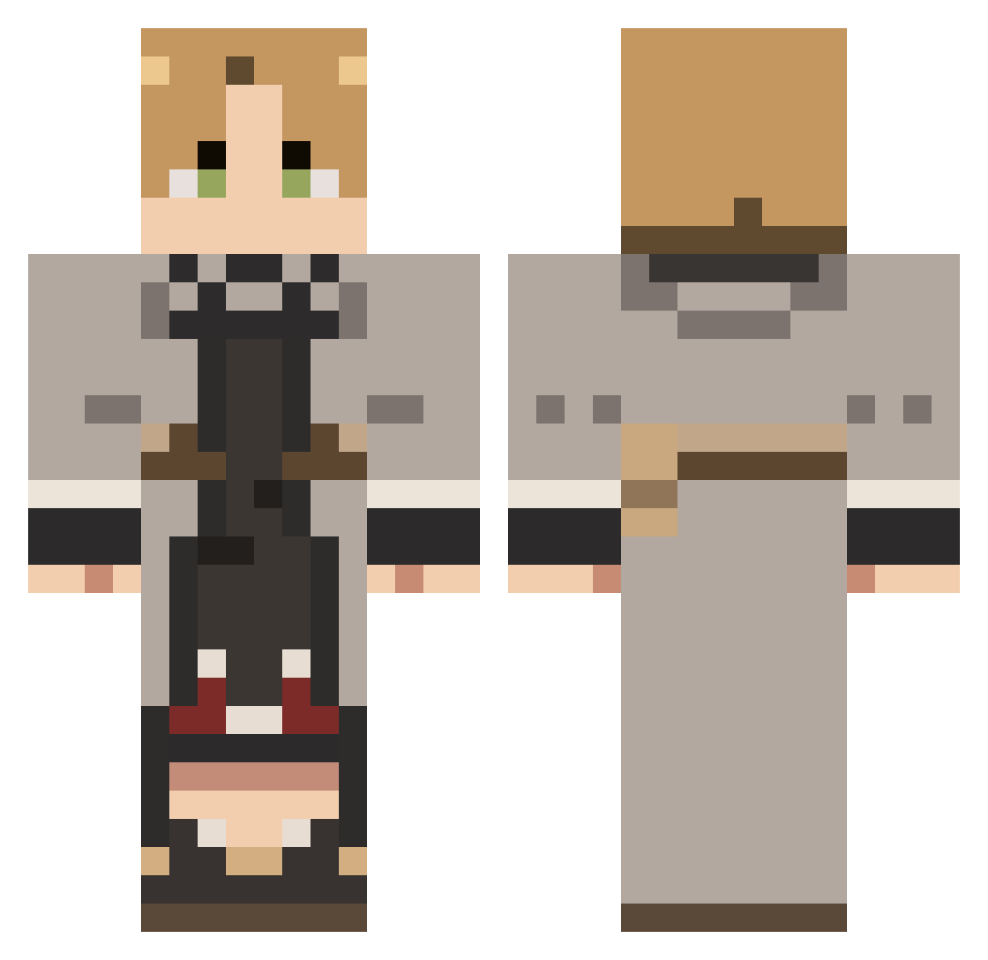 DuckGoQuackTV Minecraft skin, front and back view