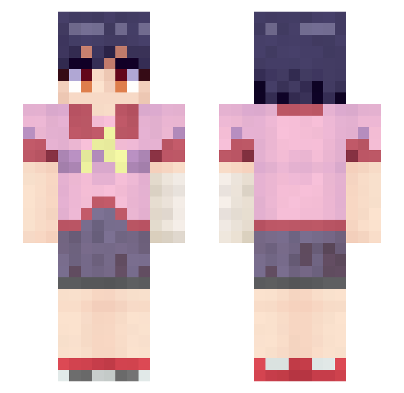 Bulldozes Minecraft skin, front and back view