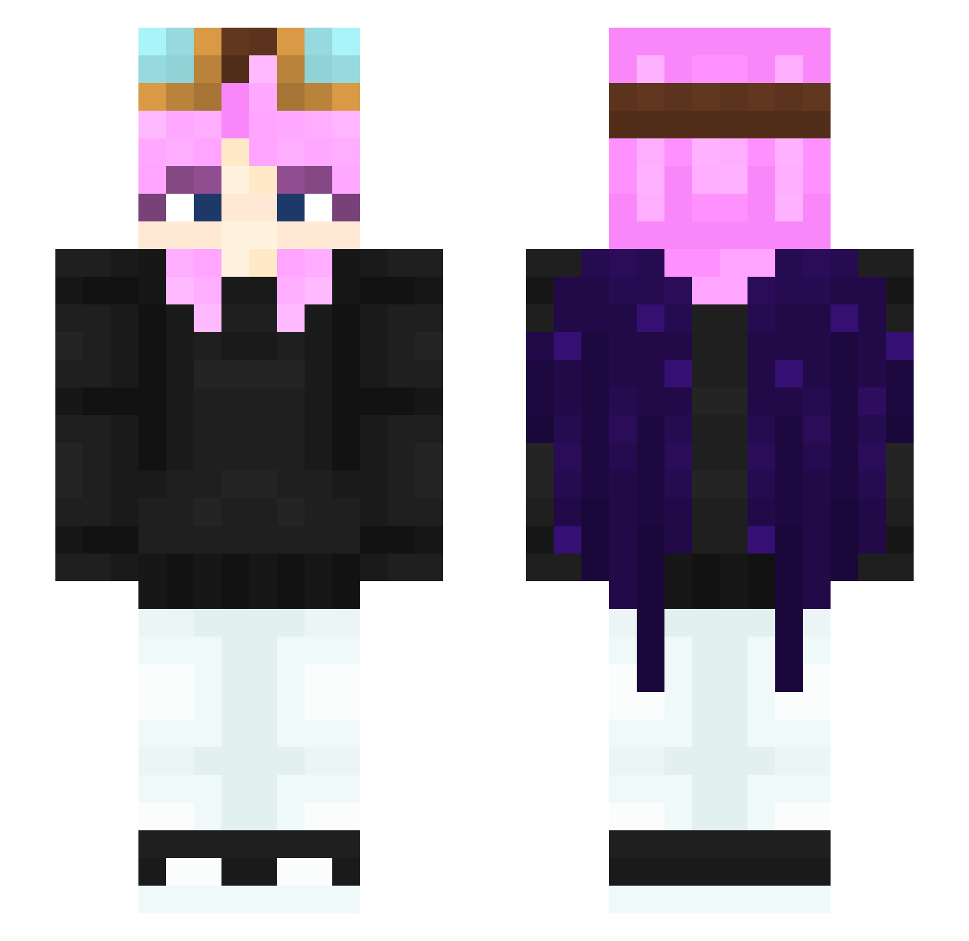 Pileco Minecraft skin, front and back view