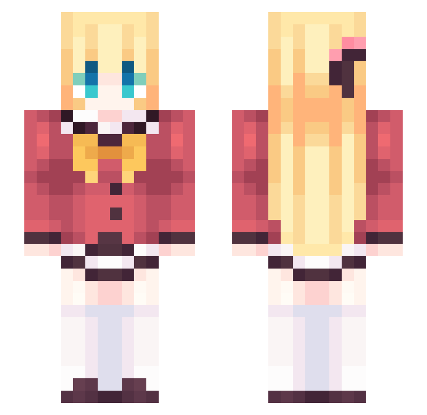 Corny Minecraft skin, front and back view