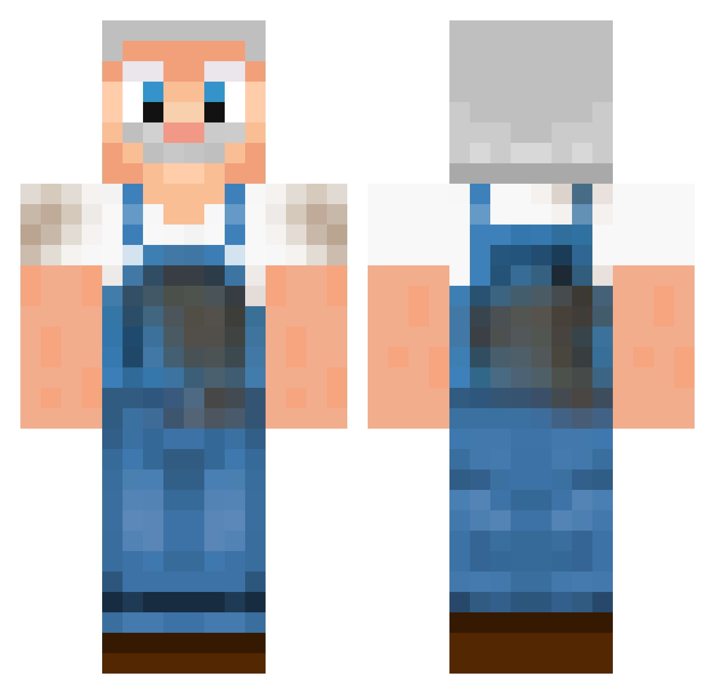 zuccy Minecraft skin, front and back view