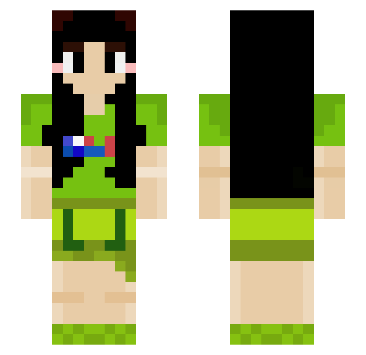 Yikuchi Minecraft skin, front and back view